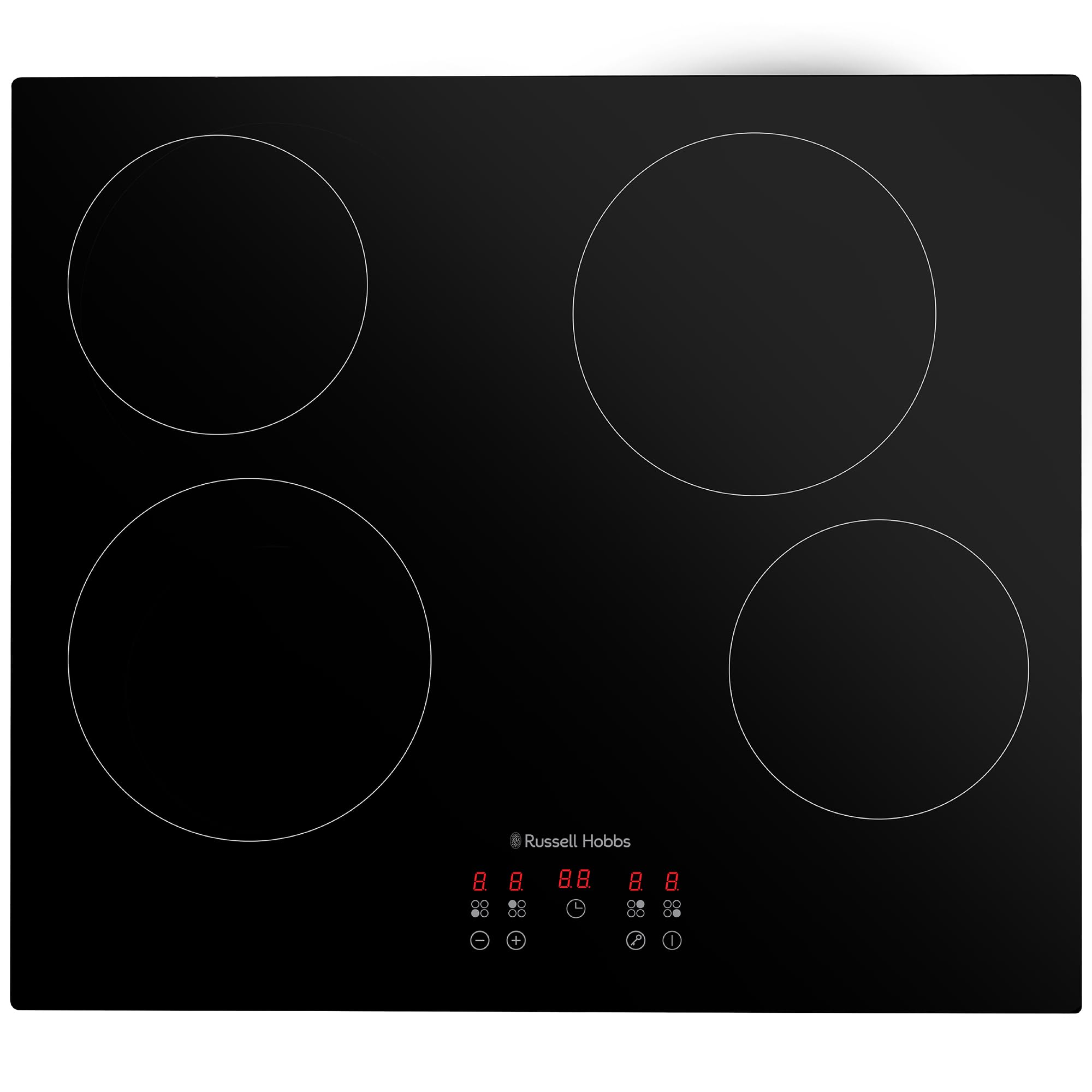Russell Hobbs Electric Ceramic Hob 59cm Wide with 4 Cooking Zones, Electric 9 Power Levels, Touch Control & Easy Clean, 