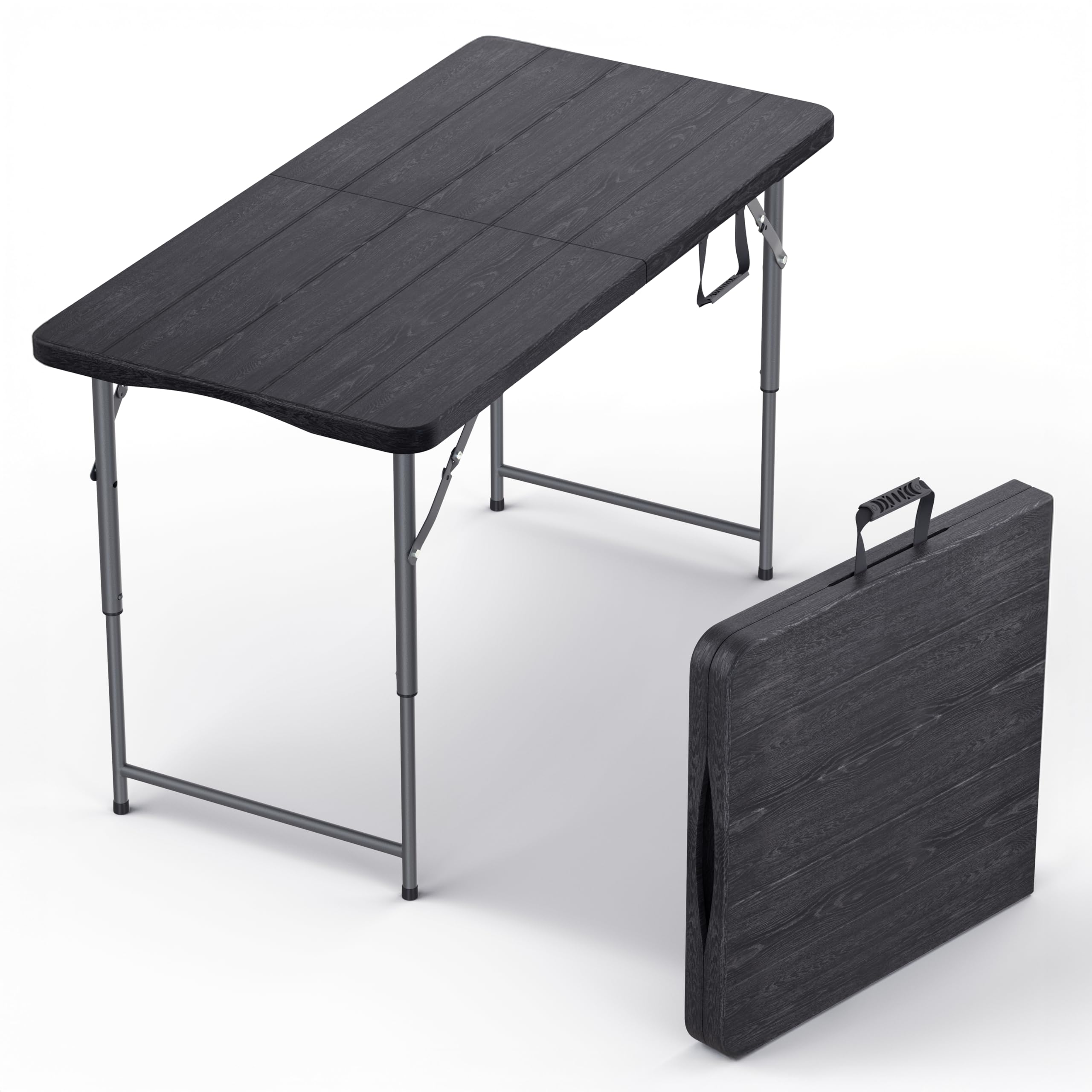 4 Feet Foldable Table Adjustable Height with Built in Handle, Steel Legs | 4FT Heavy Duty Portable | Perfect for Party D
