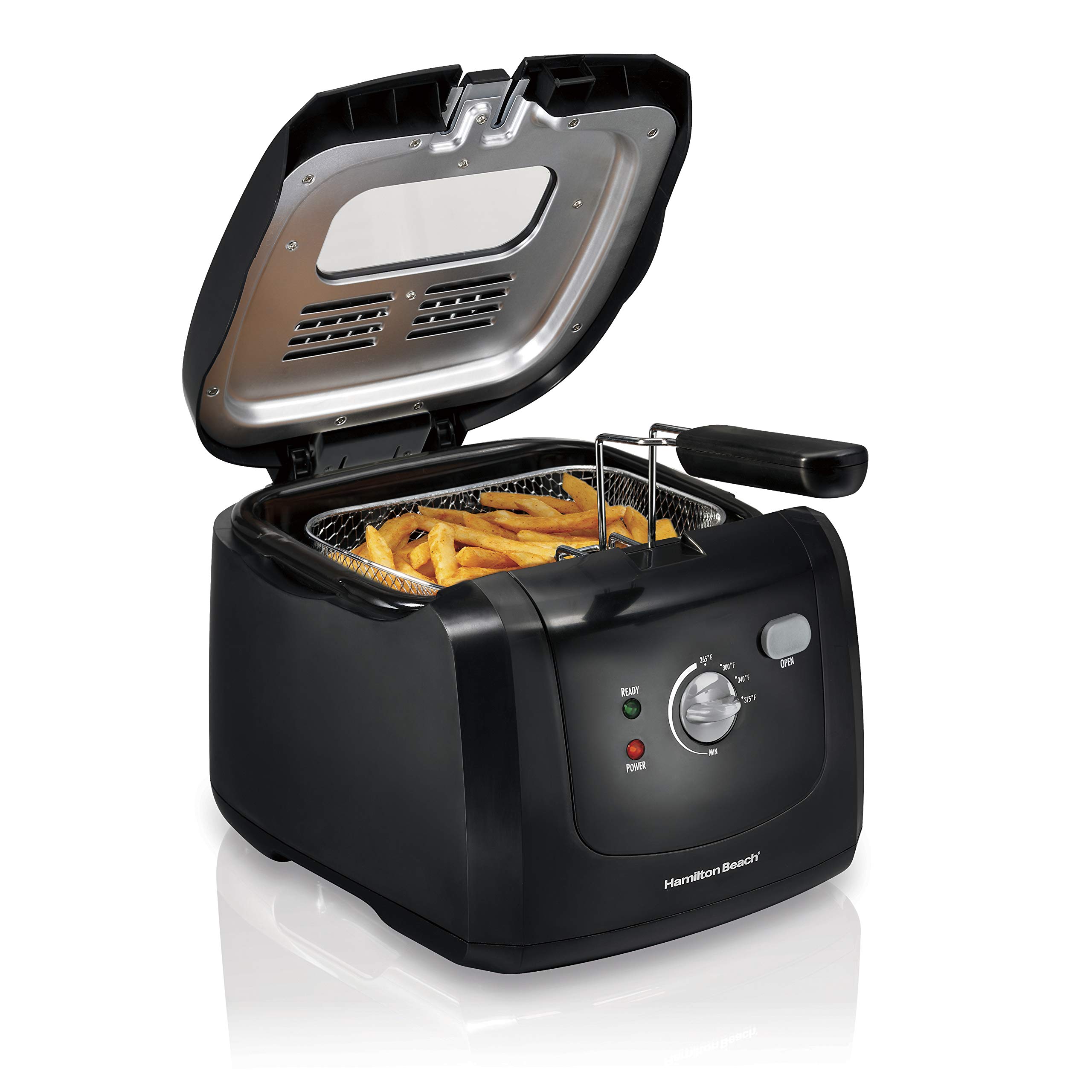 Hamilton Beach Cool Touch Electric Deep Fryer with Basket and Lid, 2 Liters / 8 Cups Oil Capacity, A