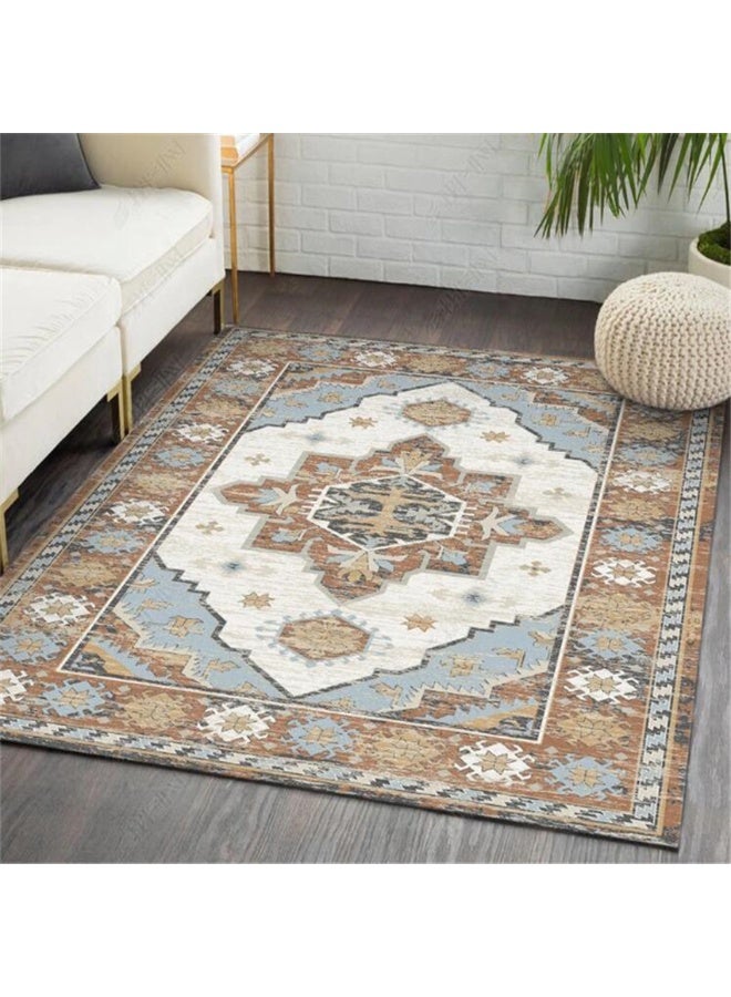 Washable Carpet, Modern Non-Slip Area Rugs with Print Boho, Home Decor Thin Vintage Floor Carpet Indoor Mat Floral Print