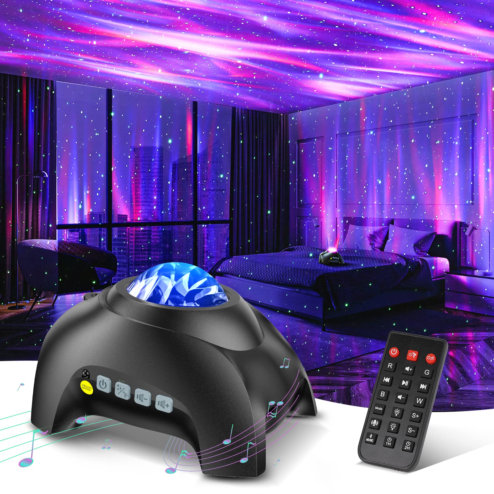 Northern Galaxy Light Aurora Projector with 33 Light Effects, Night Lights LED Star Projector for Bedroom Nebula Lamp, R