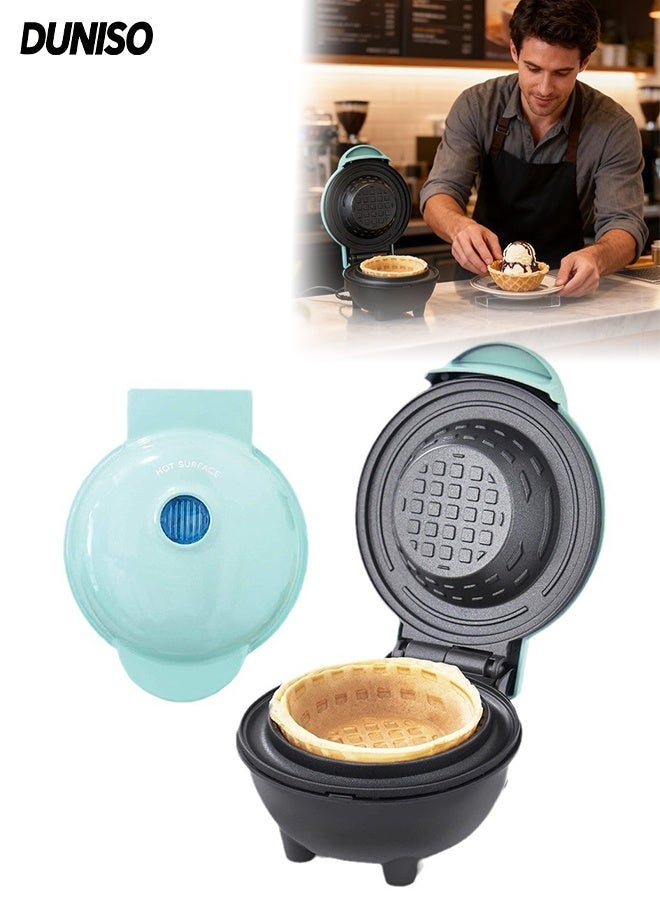 DUNISO Portable Waffle Maker,350W 4 inch Electric Mini Waffle Cone Bowl with Non-Stick Coating,Easy to Clean, Household