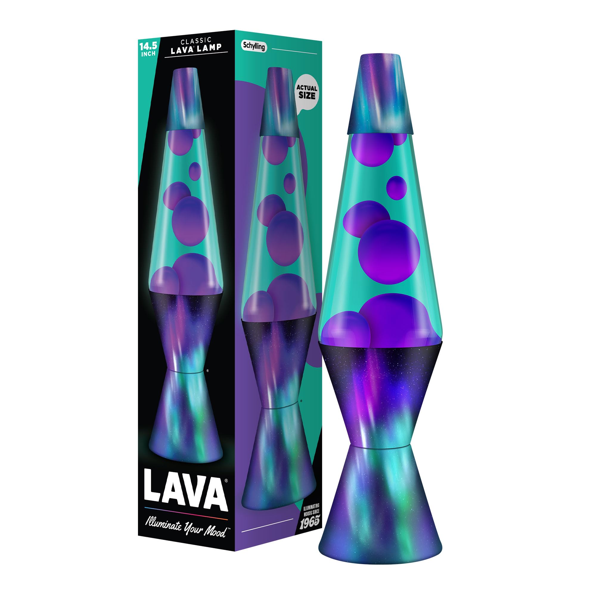 The Original Lava® Lamp - 14.5" Aurora Borealis – Classic Liquid Motion Lamp - Purple Wax and Blue L