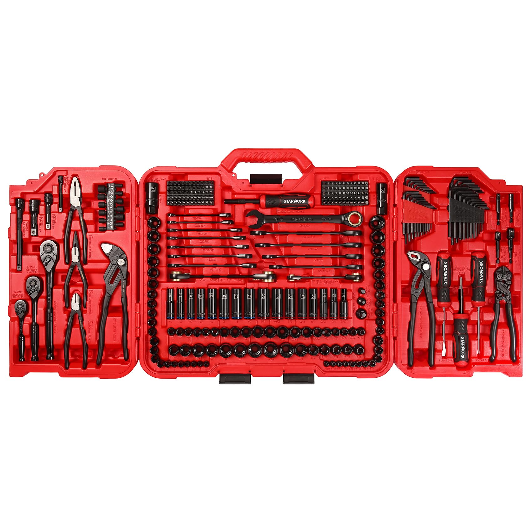 STARWORK TRUE MECHANIC™ 312-Piece Mechanics Tool Set and Socket Set, Professional【Pliers Wrench】 SAE