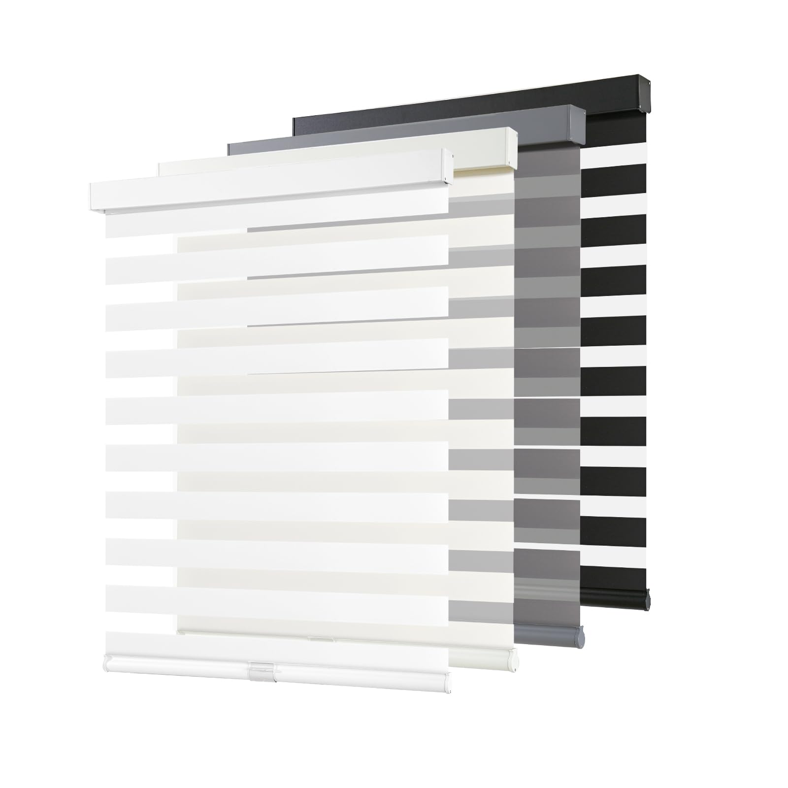 AOSKY Cordless Zebra Blinds for Windows Pull Down Roller Window Shades Dual Layer Light Filtering Privacy for Day and Ni