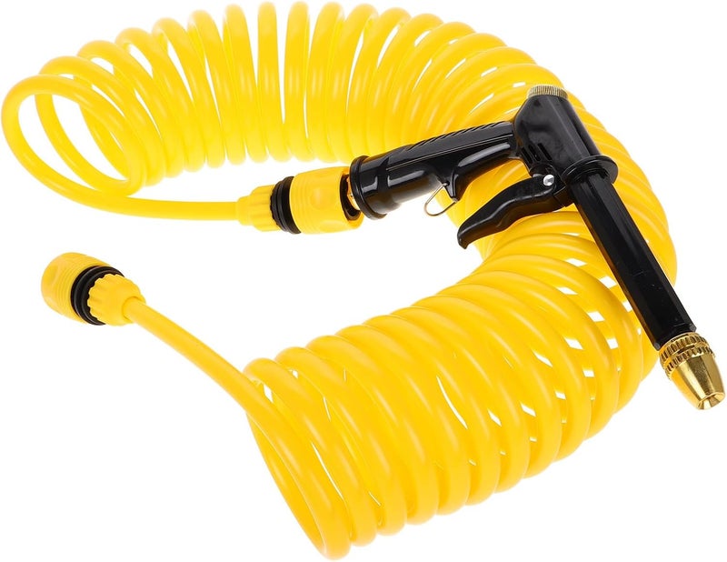 Expandable Garden Hose with Spray Nozzle and 4 Connectors, 10m Flexible Coiled Water Hose Set for Car Washing, Lawn Wate