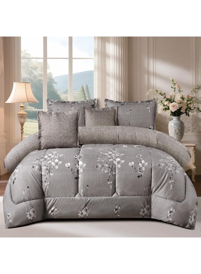 MingLi Premium quality and soft 6-piece king-size bedding set - King floral comforter (230x250cm) wi