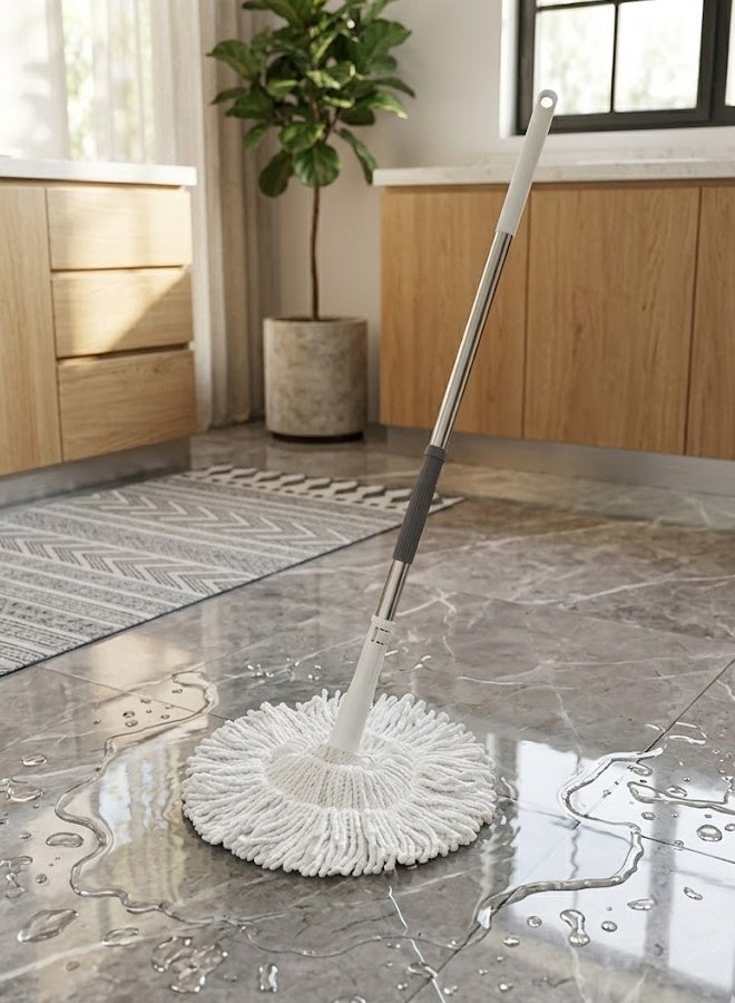 NKX Self-Wringing Spin Mop | Stainless Steel Extendable Handle | 360° Rotating Microfiber Head | Floor Mop for Home Kitc