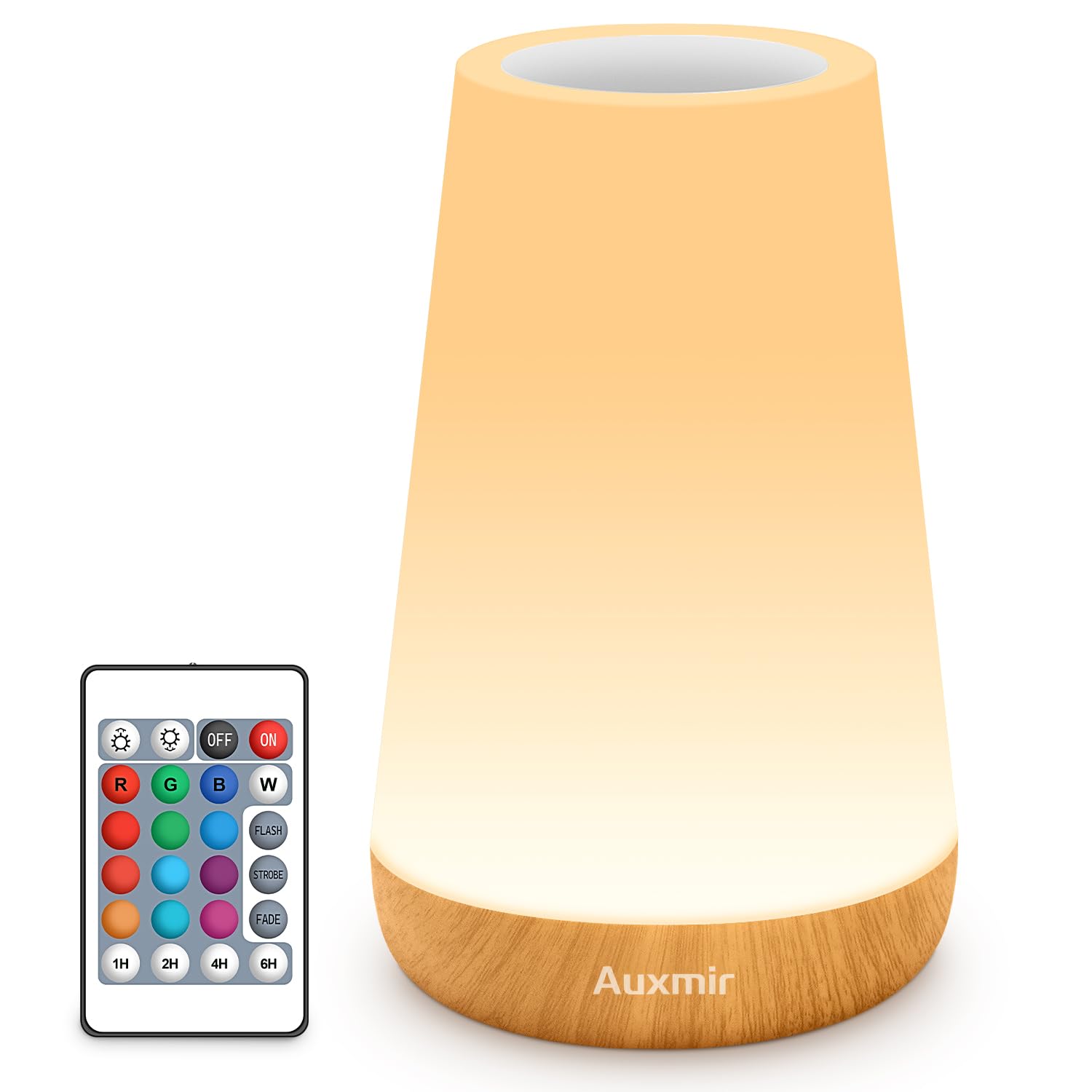 Auxmir Night Light, LED Touch Bedside Table Lamp, Remote Control Dimmable Light with RGB Color Changing, USB Rechargeabl