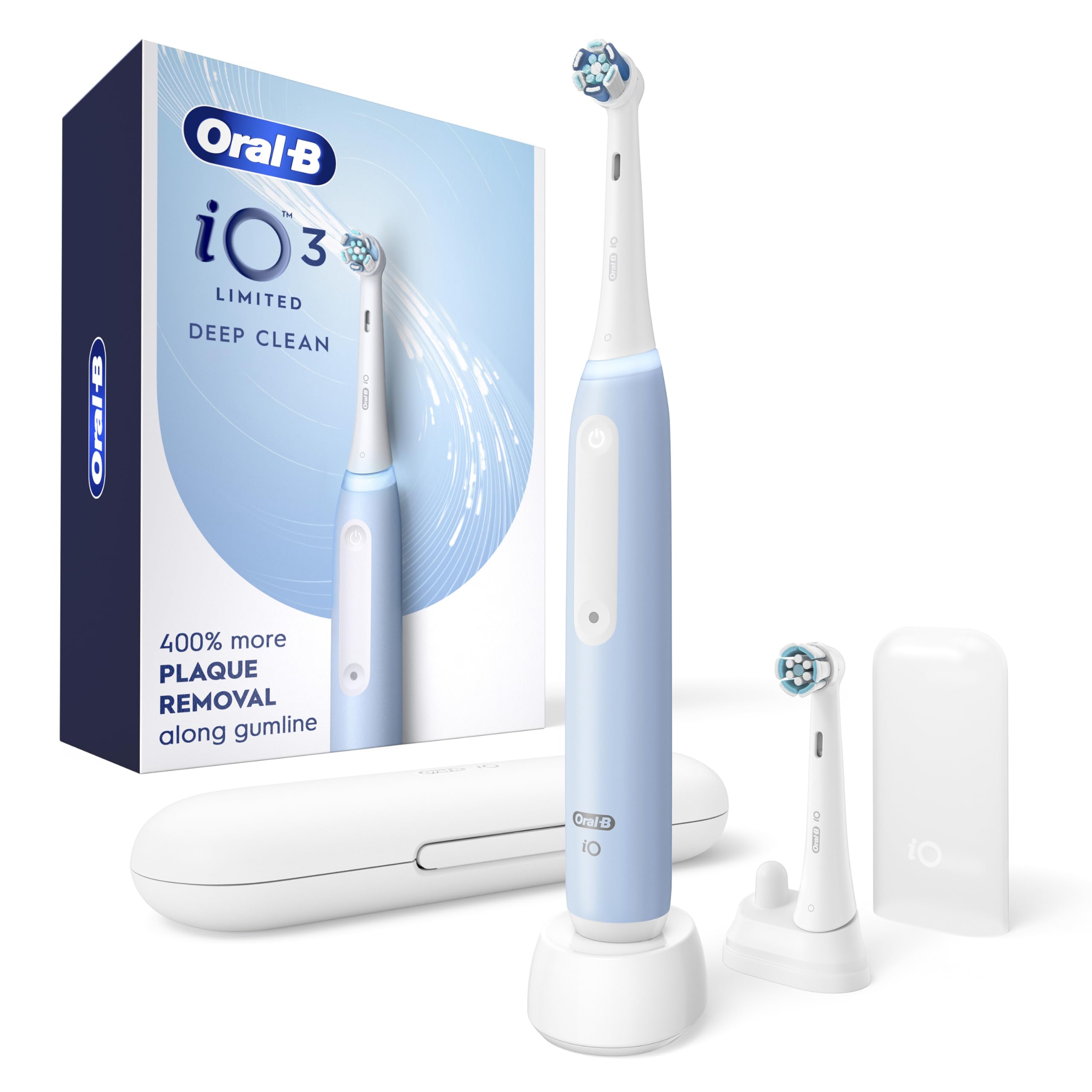 Oral-B Rechargeable Electric Toothbrush, iO3 Limited Deep Clean, 3 Cleaning Modes, Visual Pressure Sensor to Protect Gum