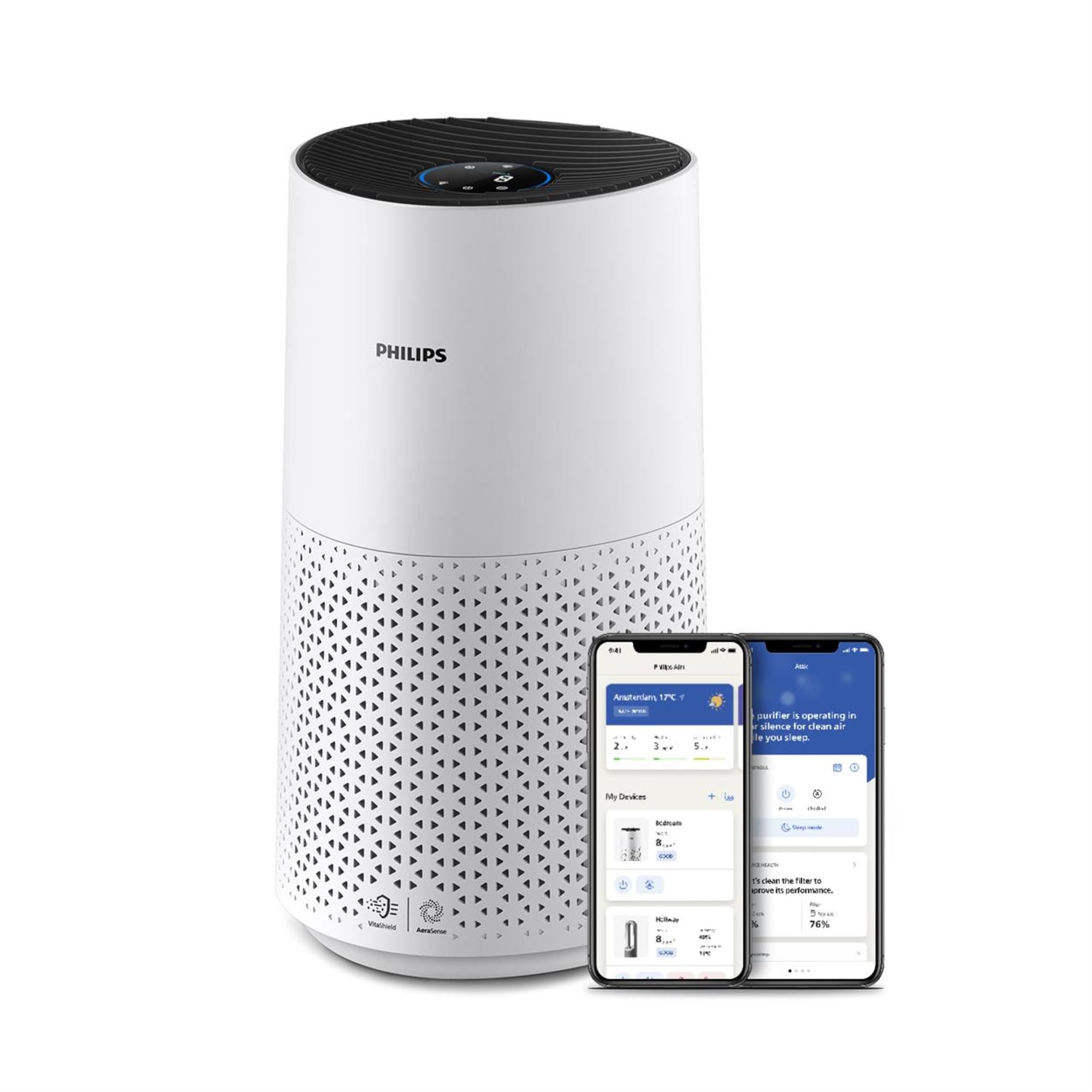 Philips 1000i Series Air Purifier - Removes Germs, Dust and Allergens in Rooms up to 78 m², Sleep Mode (AC1715/30)