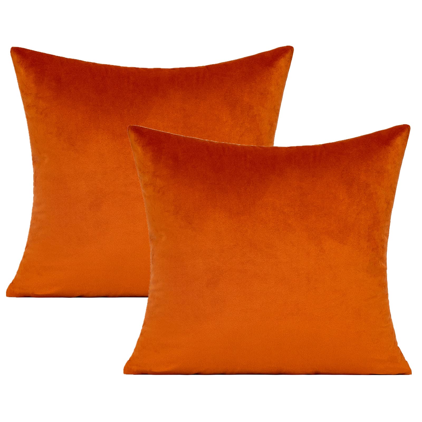 VAKADO Cushion Covers Burnt Orange 45x45 Sofa Velvet Decorative Pillow Covers Decor Autumn Fall Soft Square Cozy Solid C