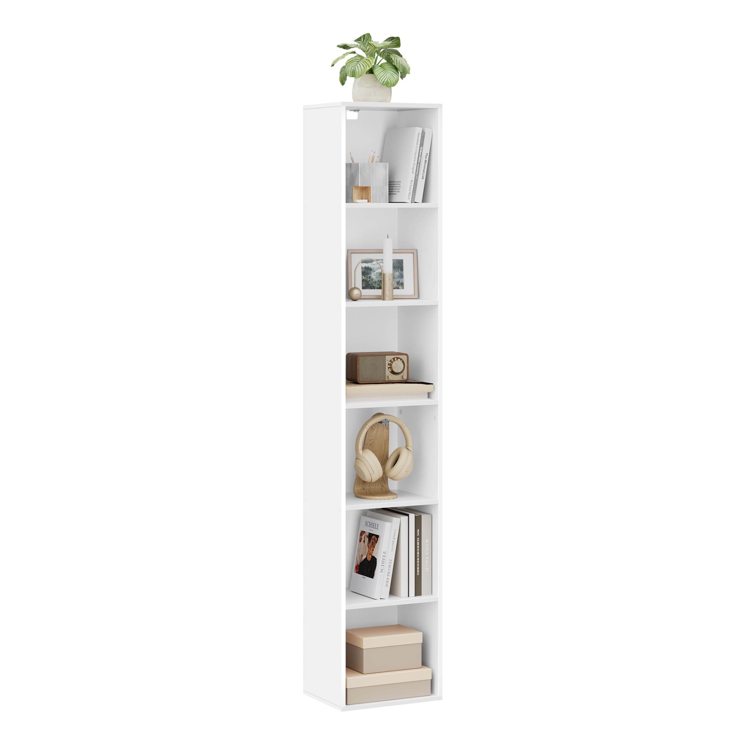 WOLTU Bookcase, White Book Shelf 6 Storage Cubes Unit, Tall Freestanding Bookcases for Living Room,B