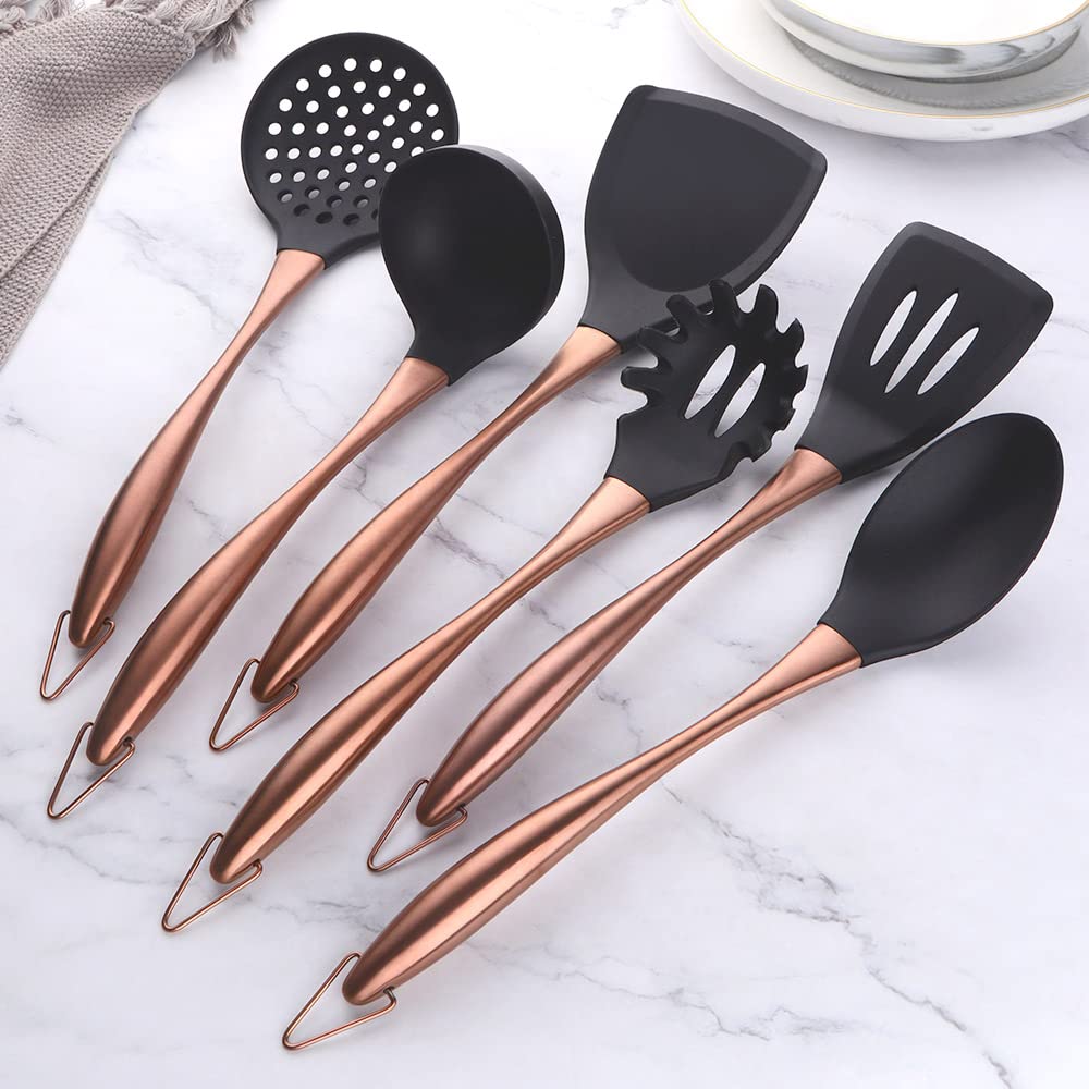 YDware Kitchen Utensil Set, 6Pcs Silicone Cooking Utensils Spatula Turner Heat Resistant Tools, Non-Stick Cookware with 
