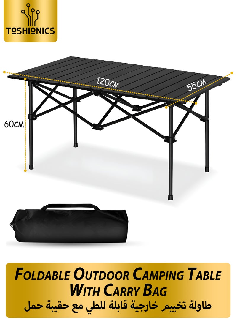 Toshionics Outdoor Camping Folding Table – Lightweight Portable Aluminum Roll-Up Table with Carry Bag, Compact Foldable