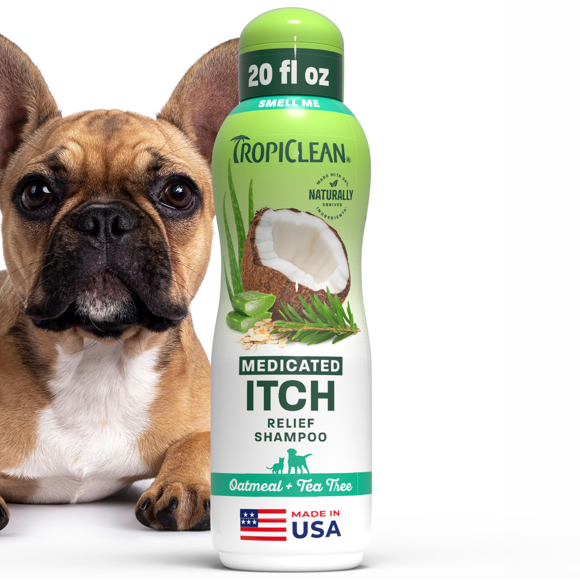 TropiClean Oatmeal Dog Shampoo for Itchy Skin Relief, Soothing Medicated Itch Relief, with Vitamin E, Puppy Safe, Made i