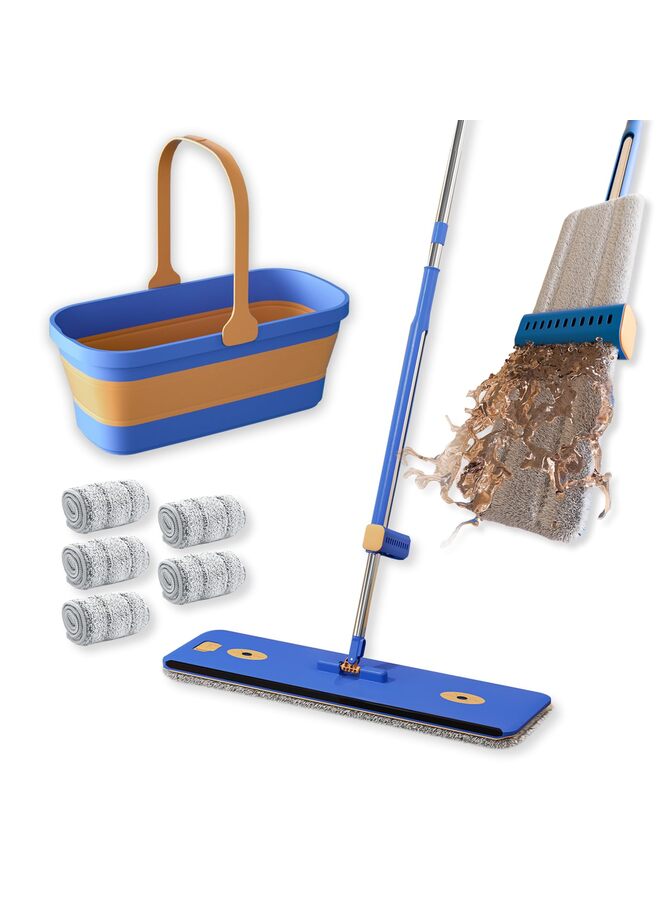 Hands-Free Cleaning System Featuring a 360° Spinning Microfiber Mop, Collapsible Bucket with Built-i