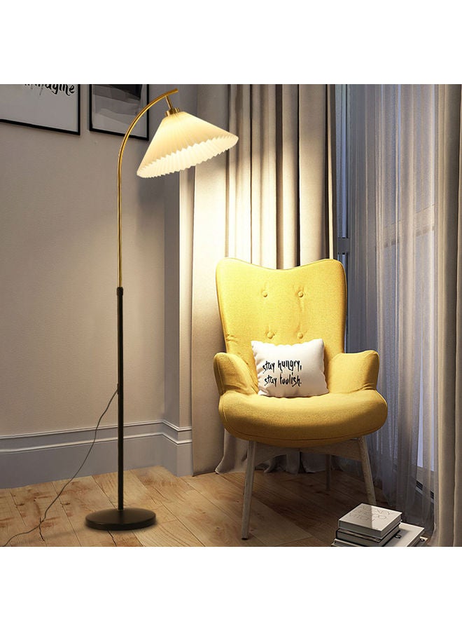 Arabest Modern Pleated Cloth Cover LED Floor Lamp 12 Watt with Warm Light Metal Black 174 x 28 x 41c