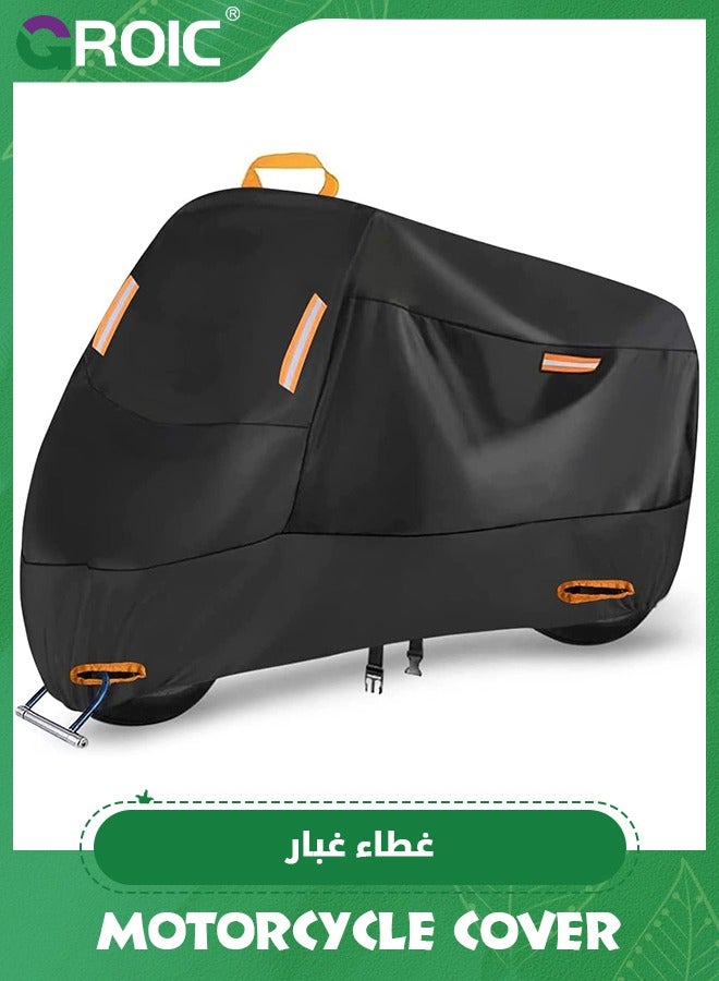 GROIC Motorcycle Cover, All Season Durable Waterproof Outdoor Protection Scooter Cover,Reflective Tape Lock-Holes Motorc