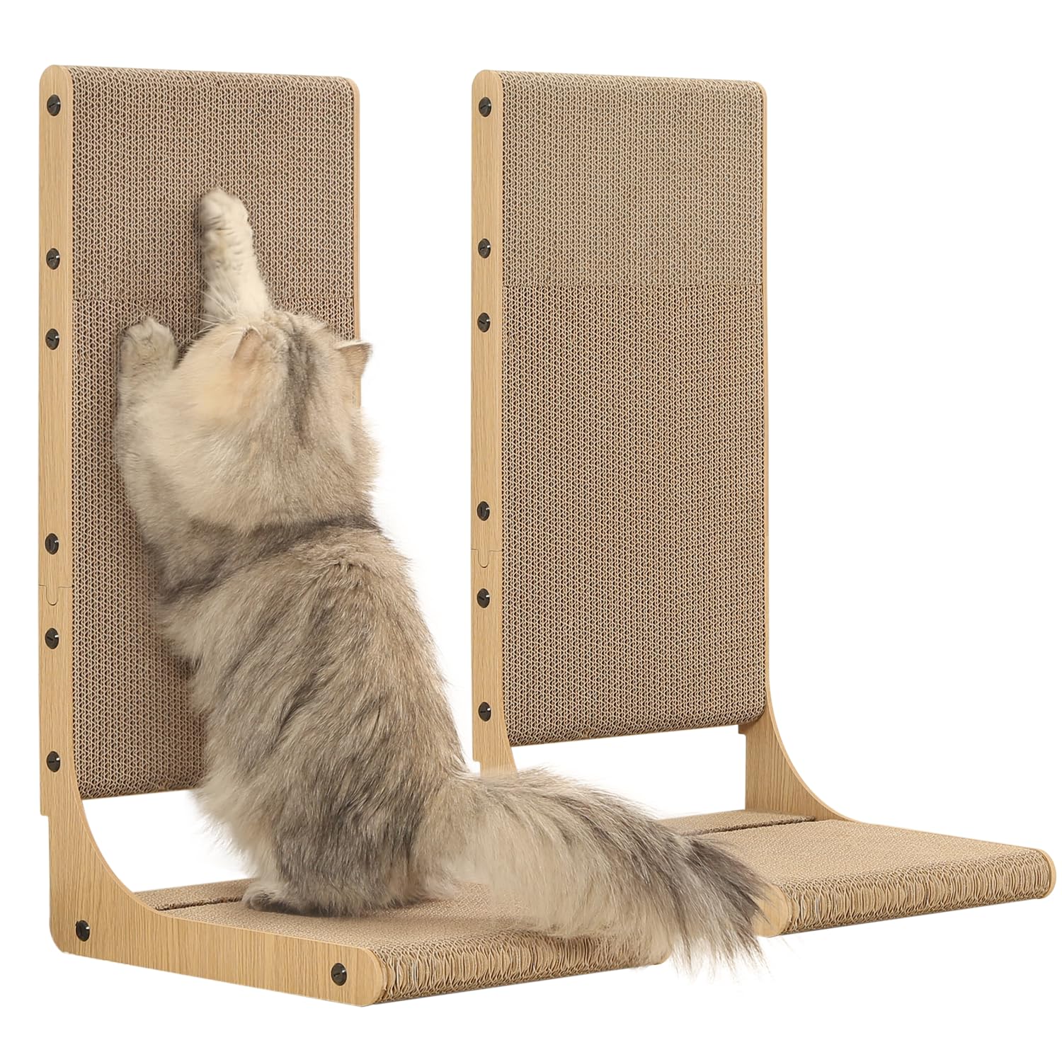 Zakkart 2-Pack Cat Scratching Board, 25.6'' Tall Cardboard L Shape Vertical Cat Scratchers for Indoor Cats, Cat Scratchi