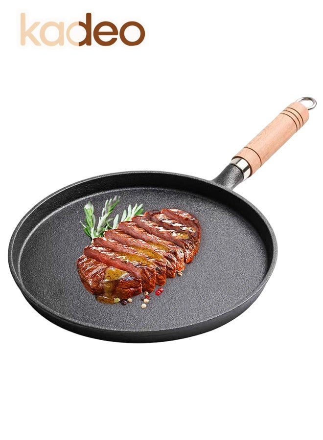 kadeo Iron Frying Pan, Nonstick, Anti-scald Handle, Crepe Pan, Use on Induction, Stove and Grill, Durable, Even-Heating 