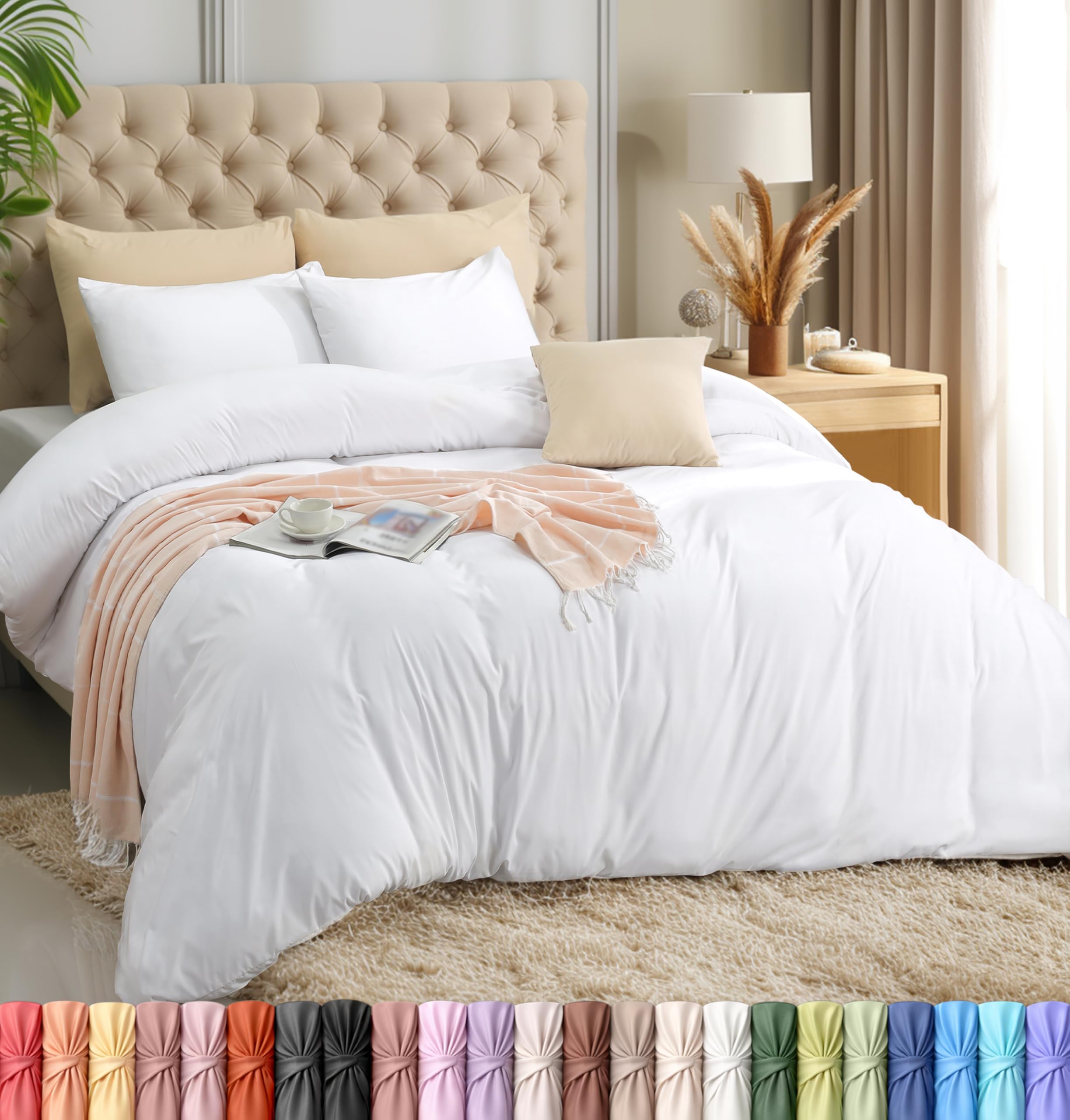 Utopia Bedding Duvet Cover Set with Pillowcases - 3 Pieces Bedding Duvet Cover with Zipper Closure -