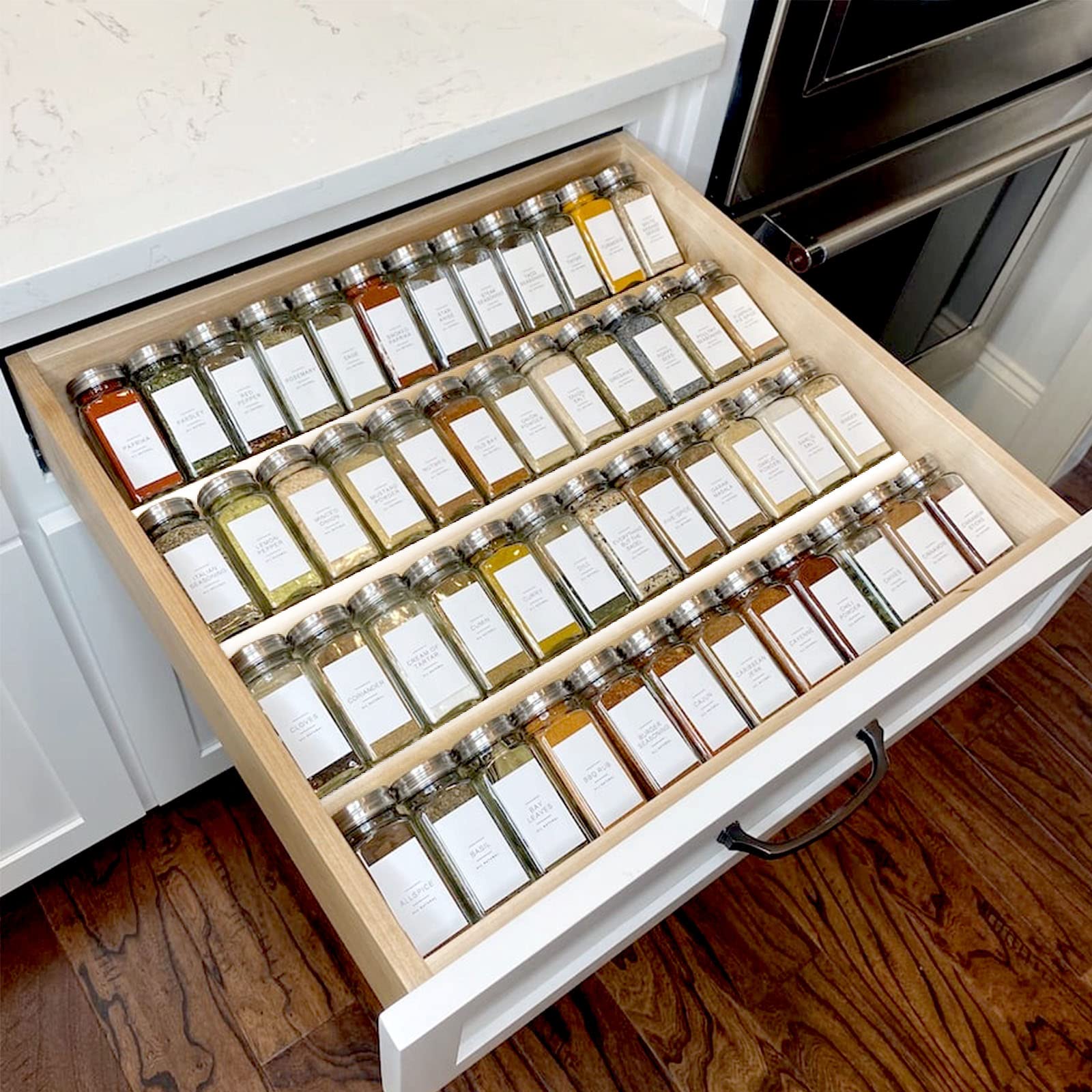 MIUKAA Clear Acrylic Spice Drawer Organizer, 4 Tier- 2 Set Expandable From 13