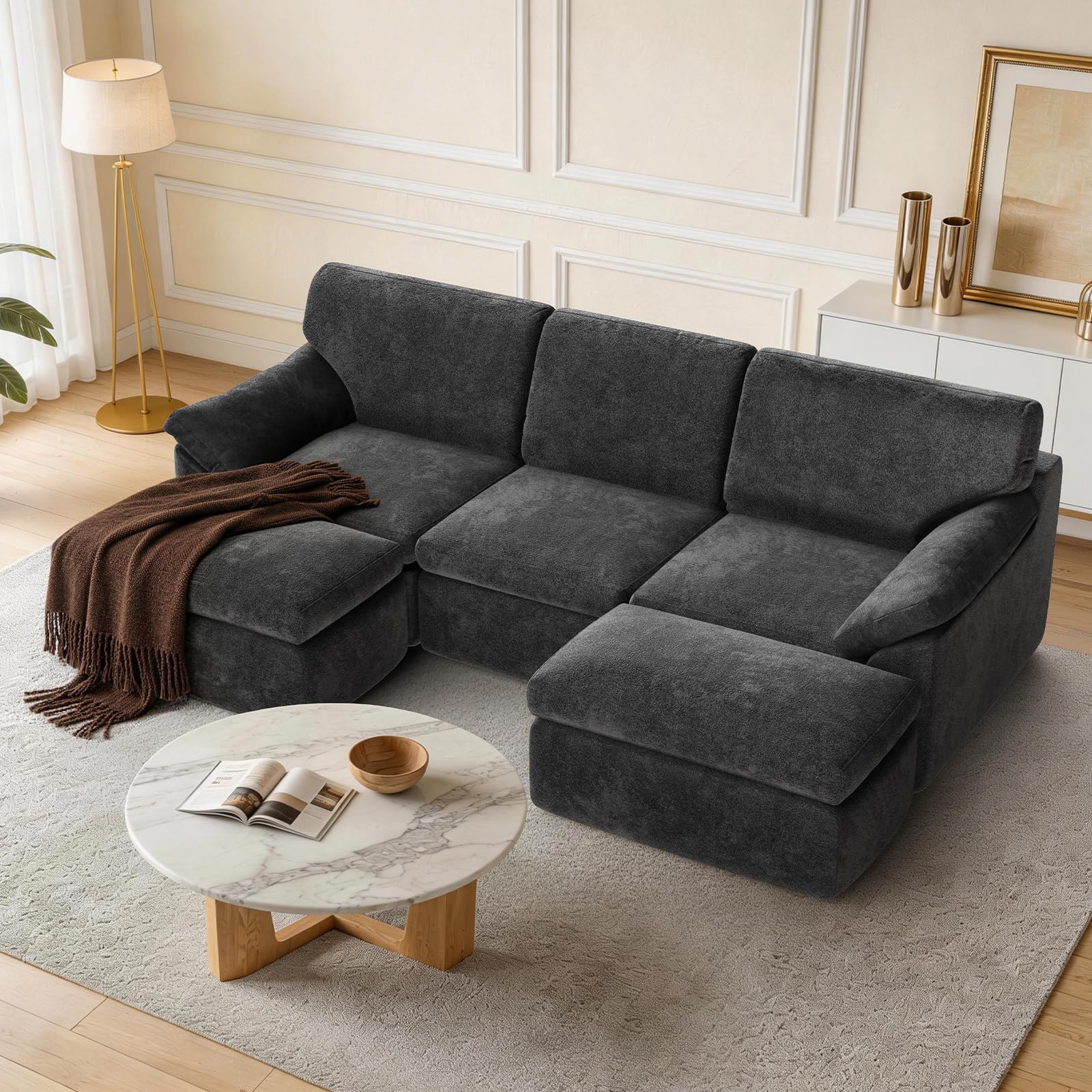 Boneless Cloud Sectional Couch – 94" Oversized Modular Sofa, No Assembly Required, High-Density Foam