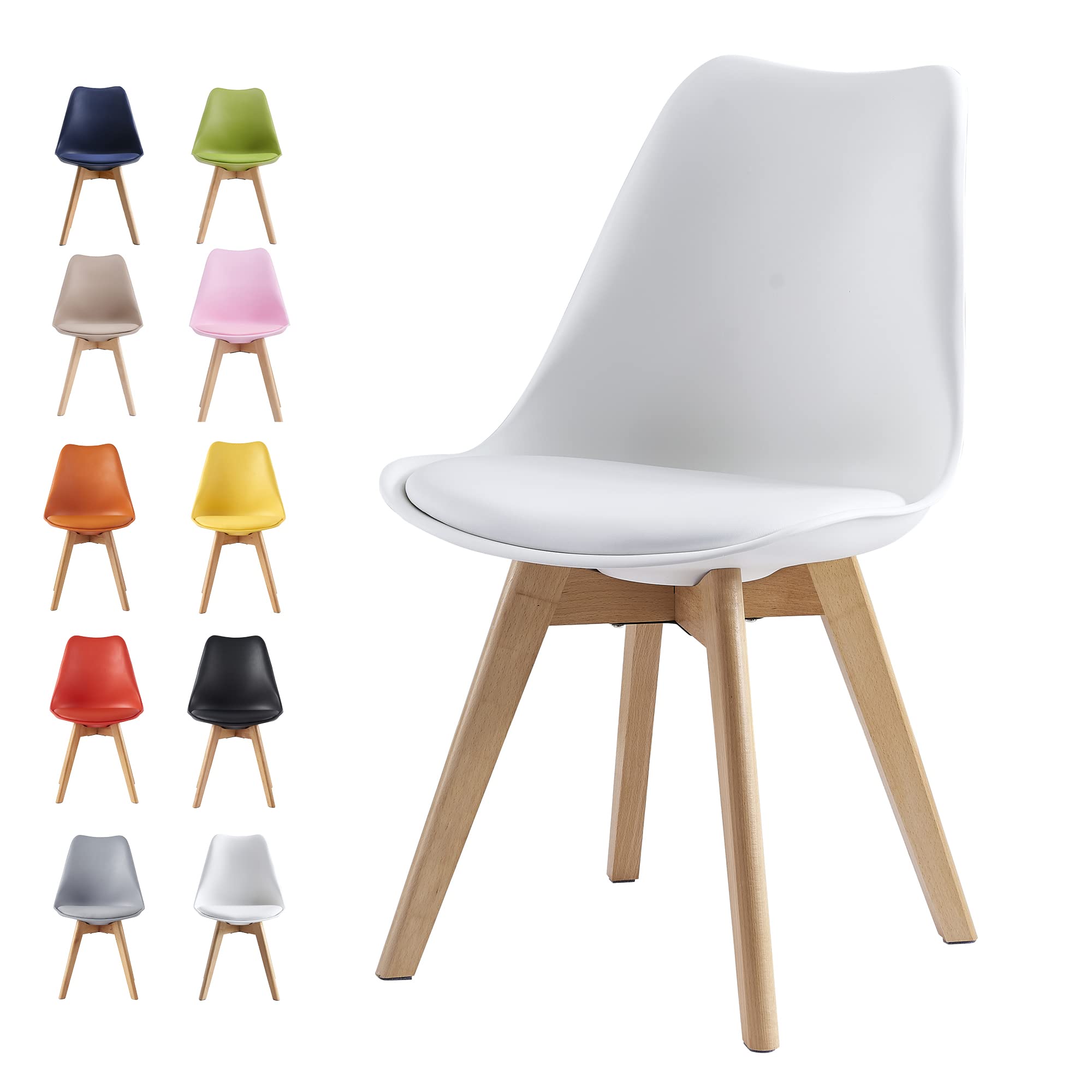 mcc direct Dining Chairs Wooden Legs Soft Cushion Pad Stylish DELUXE Retro Lounge Dining Office EVA 