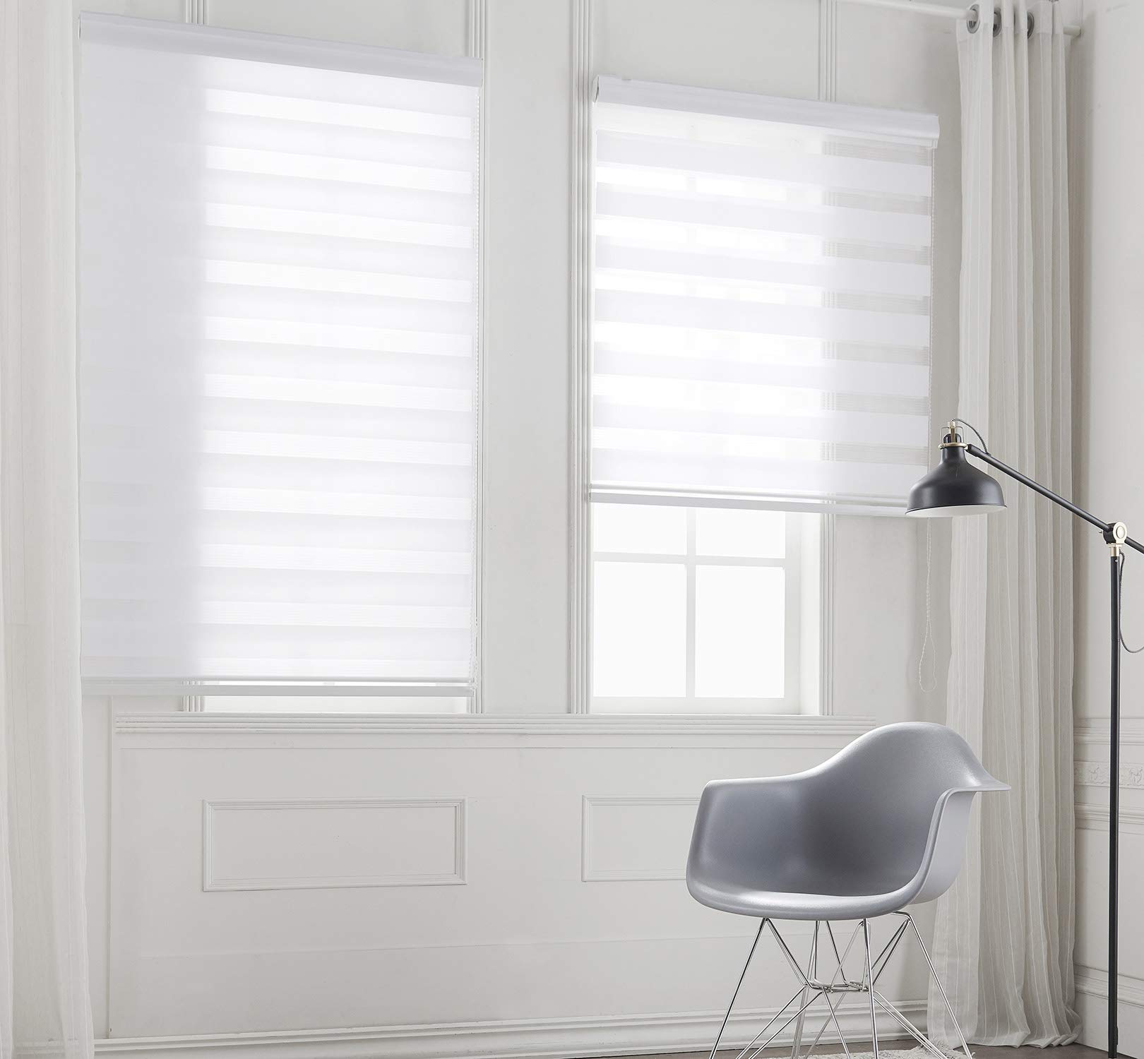 Taiyuhomes Day and Night Zebra Roller Blind Gradient Double Fabric Translucent or Blackout Vision Curtains for Window an