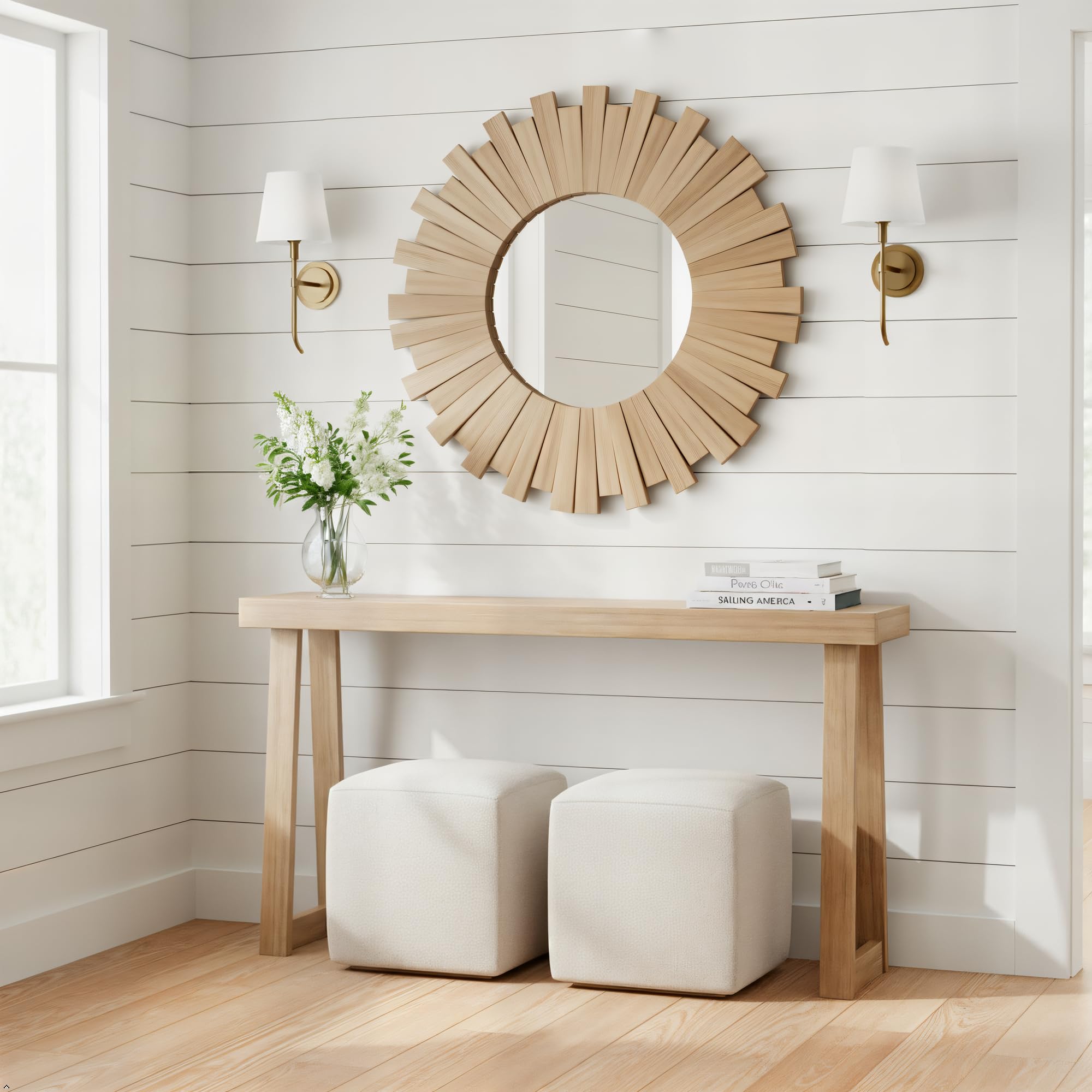 Plank+Beam Solid Wood Console Table, 56 Inch, Sofa Table, Narrow Entryway Table for Hallway, Behind The Couch, Living Ro