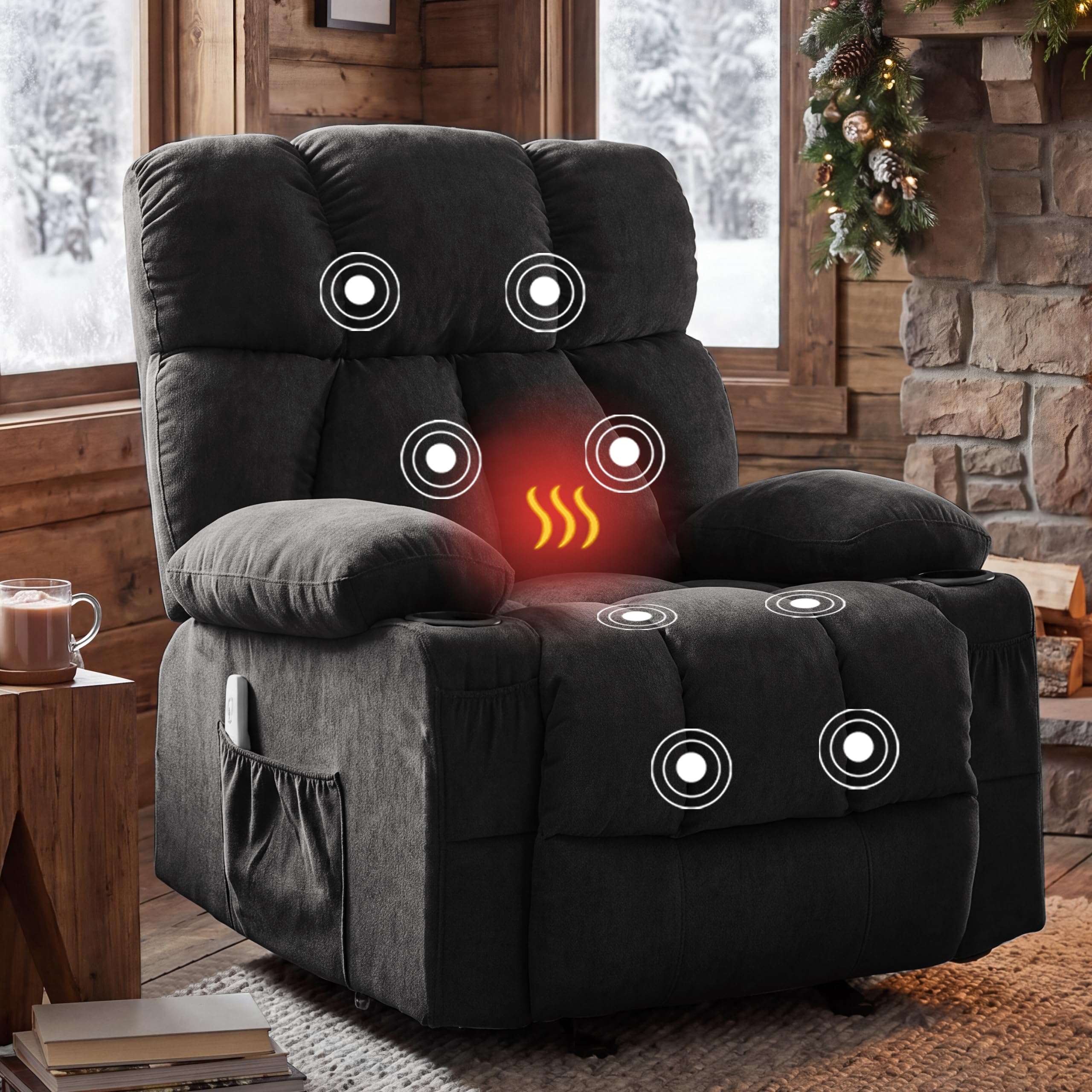 Massage Rocking Recliner Chair, Ergonomic Recliners Sofa with Vibration Massage & Heat, Rocking Chai