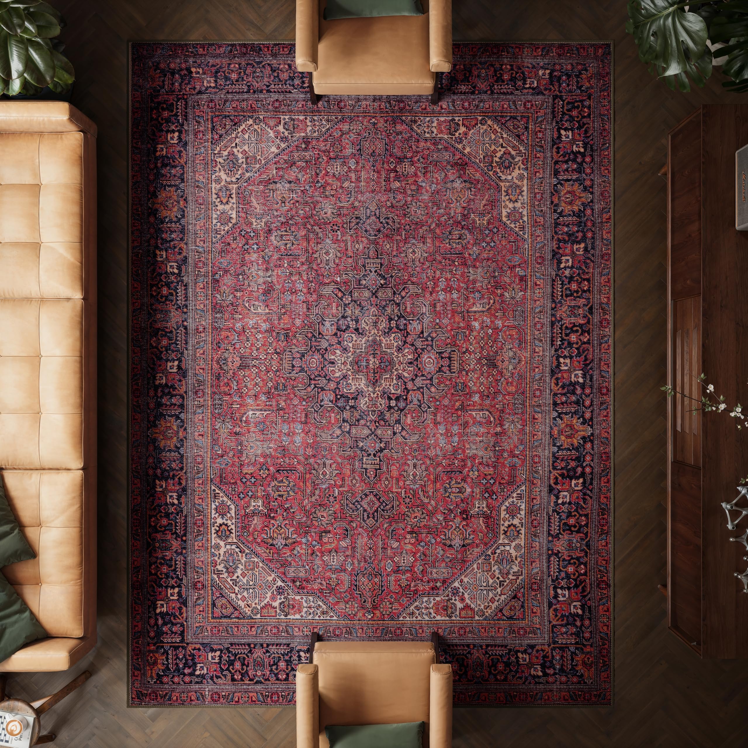artyrugs Machine Washable Rug, 240x330cm, 75% Recycled Cotton, Short Pile, Non-Slip Backing, Non-Shedding, Suitable for 