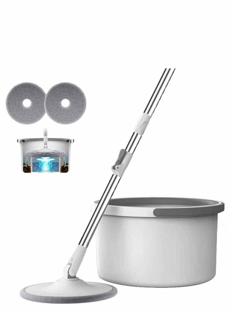 HOMESTAR Rotary Squeeze Mop and Bucket Microfiber Pads Hand Free Wringing Floor Clean with 2