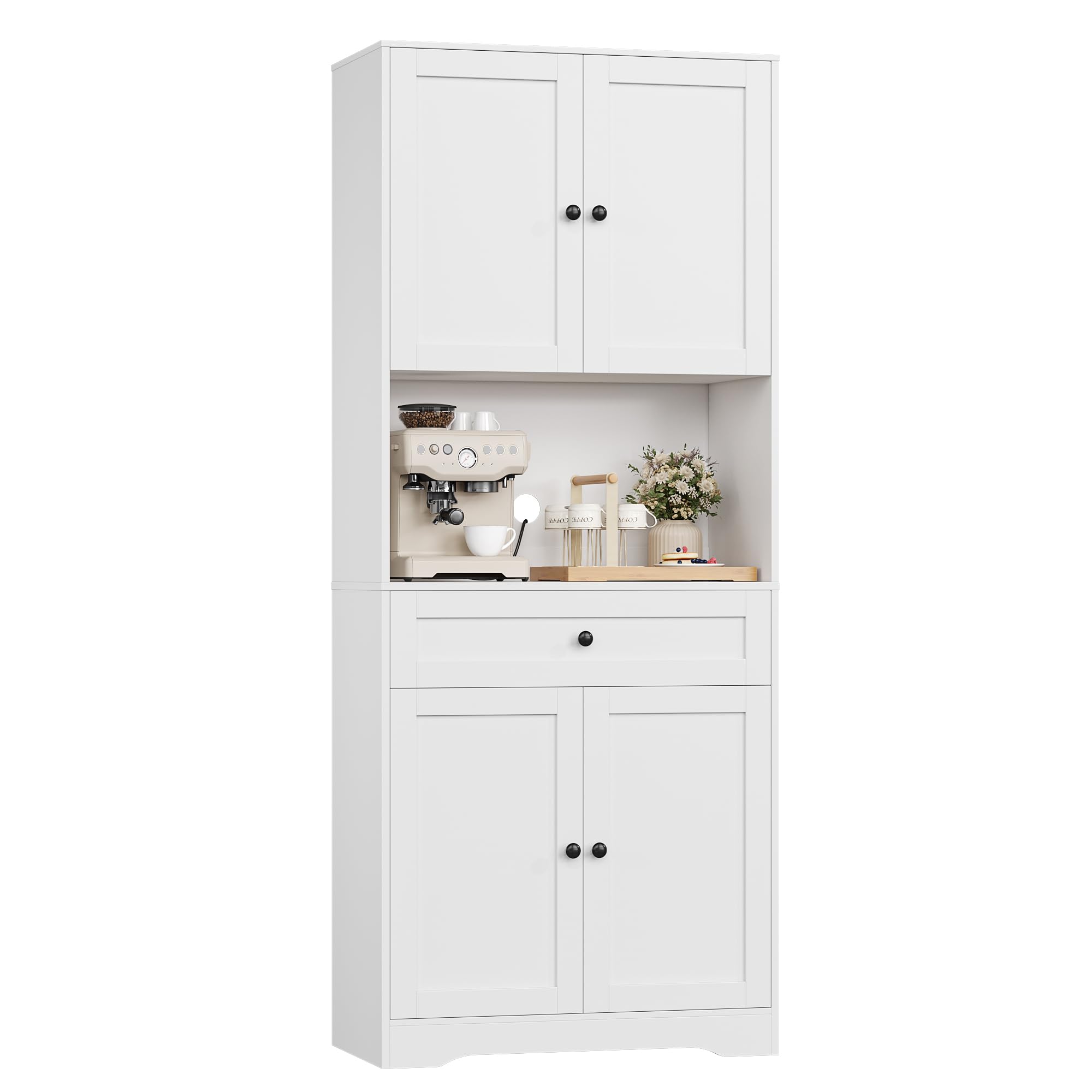 FOREHILL Kitchen Cupboard 180cm Tall Kitchen Cabinet Sideboard Storage Cabinet with Large Countertop