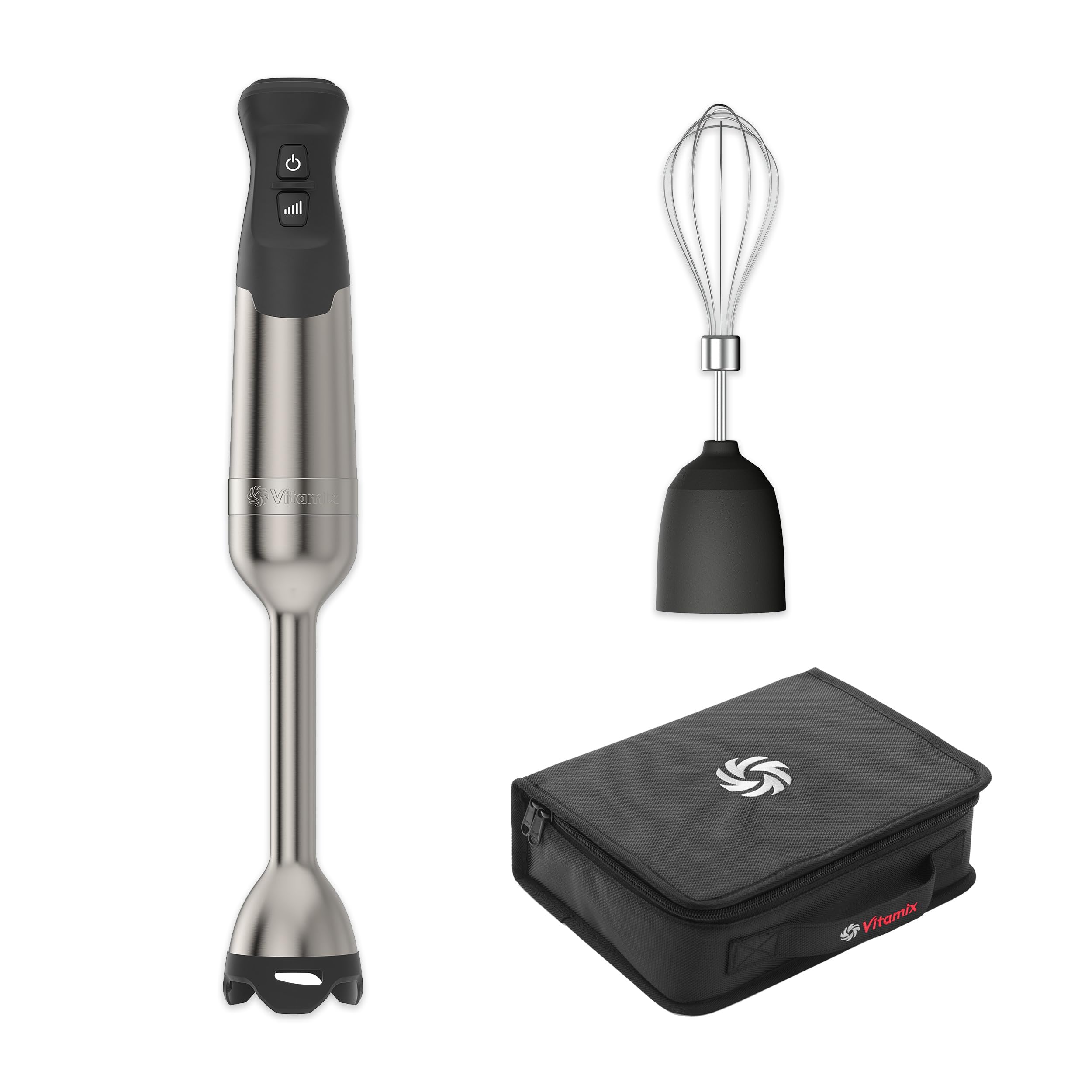 Vitamix 5-Speed Immersion Blender 3-Piece Bundle with Whisk Attachment and Storage Case, Professional-Grade Hand Blender