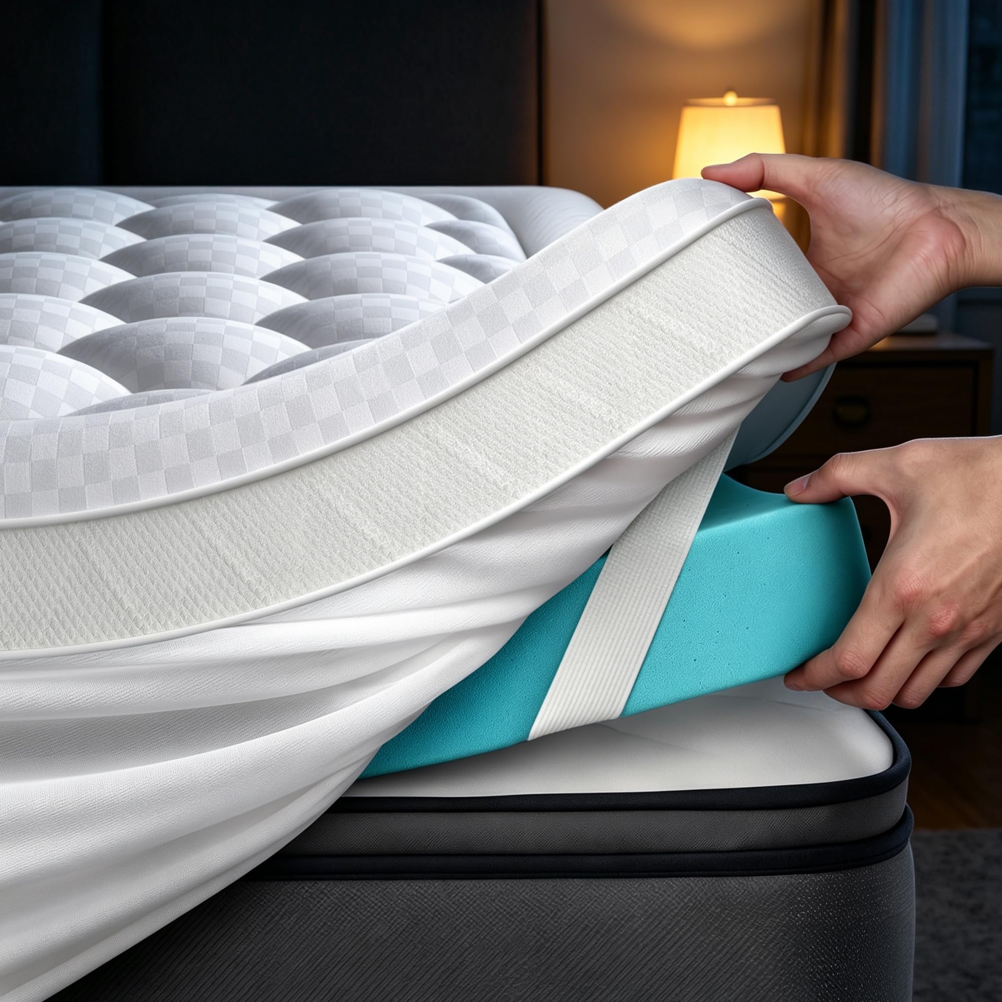 5 Inch Mega Support Memory Foam Queen Mattress Topper for Pressure Relief, Dual Layer 2.5" Pillow To