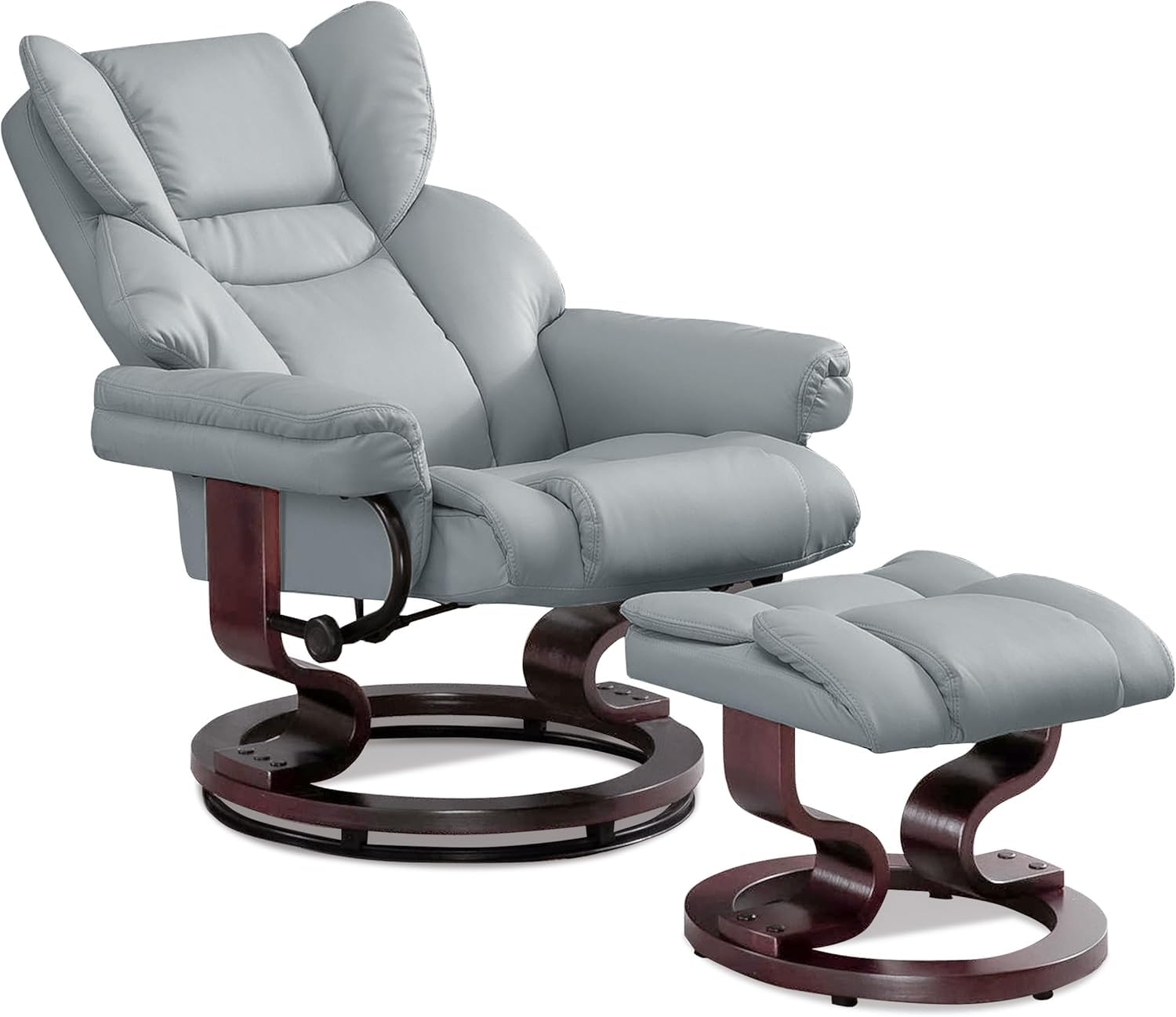 Blisswood Recliner Chair with footstool, Recliner Armchair up to 160kg Weight Capacity, 135° Reclining Swivel Sofa Chair
