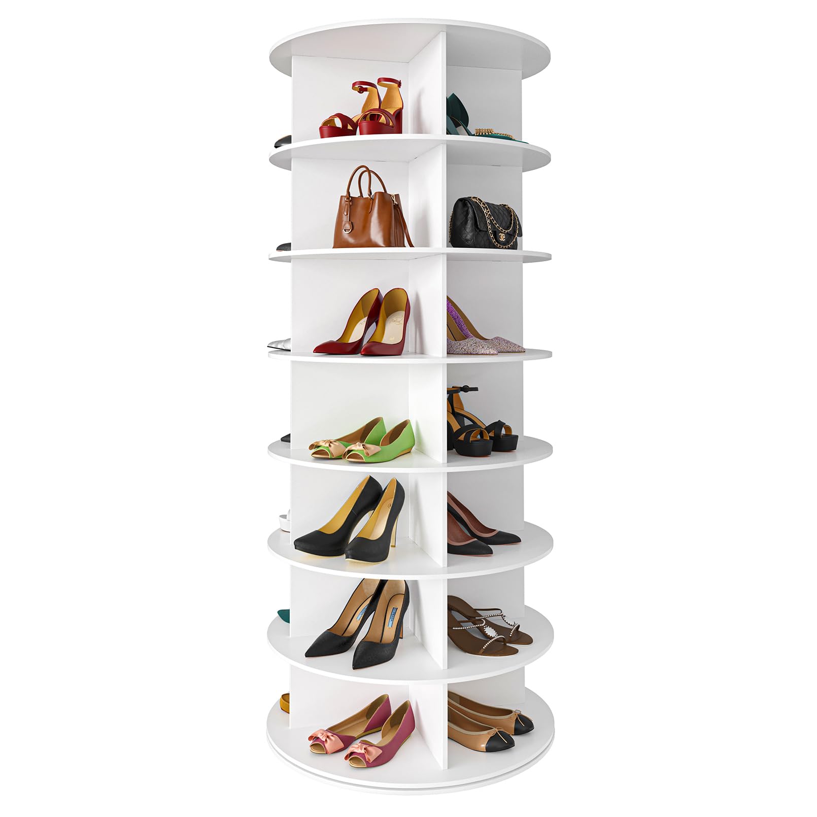 SpaceAid 7 Tier Rotating Shoe Rack Tower, Spinning Shoe Display Lazy Susan, Revolving 360 Shoe Rack Storage Round Carous