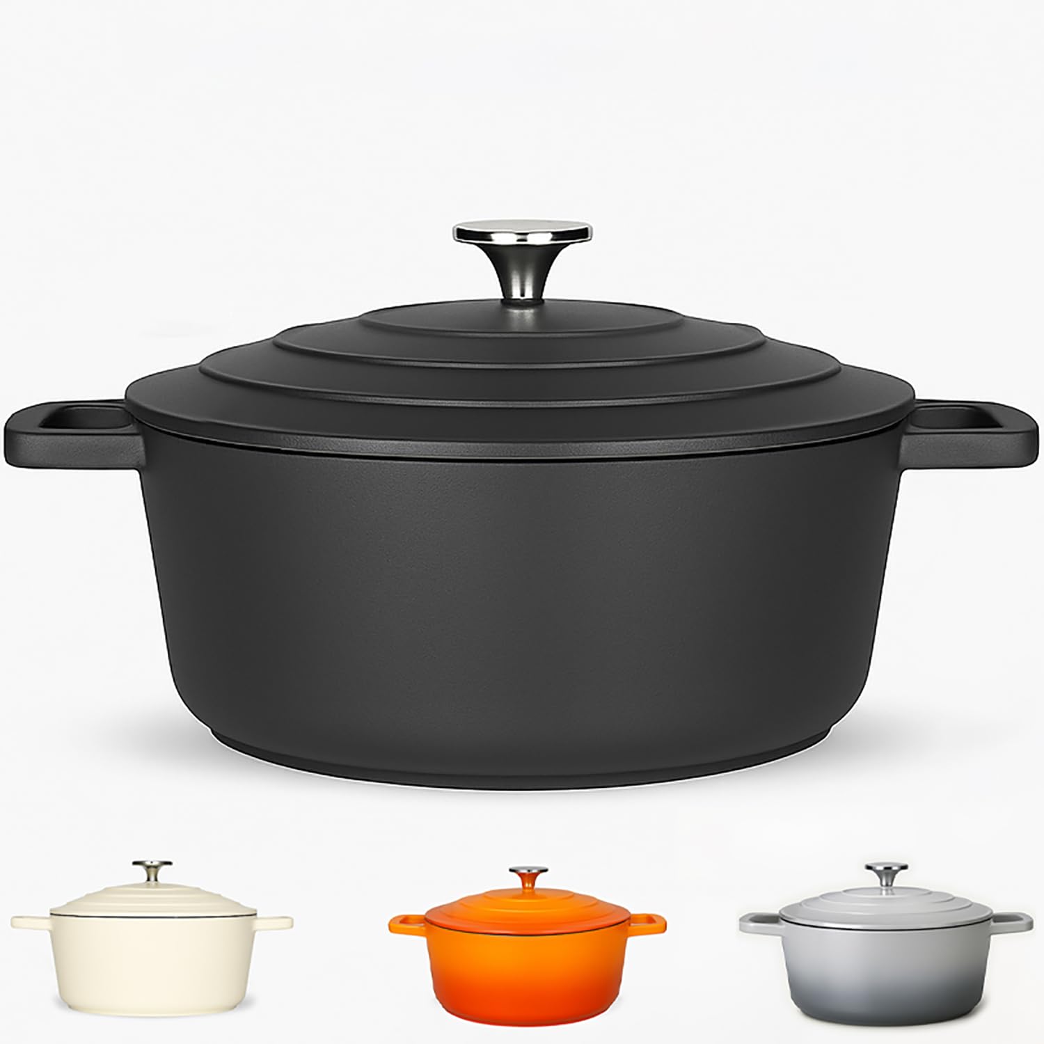 Casserole Dish with Lid Medium 4L, 24cm – Lightweight Cast Aluminium Casserole Pan Deep or Shallow Induction Hob & Oven