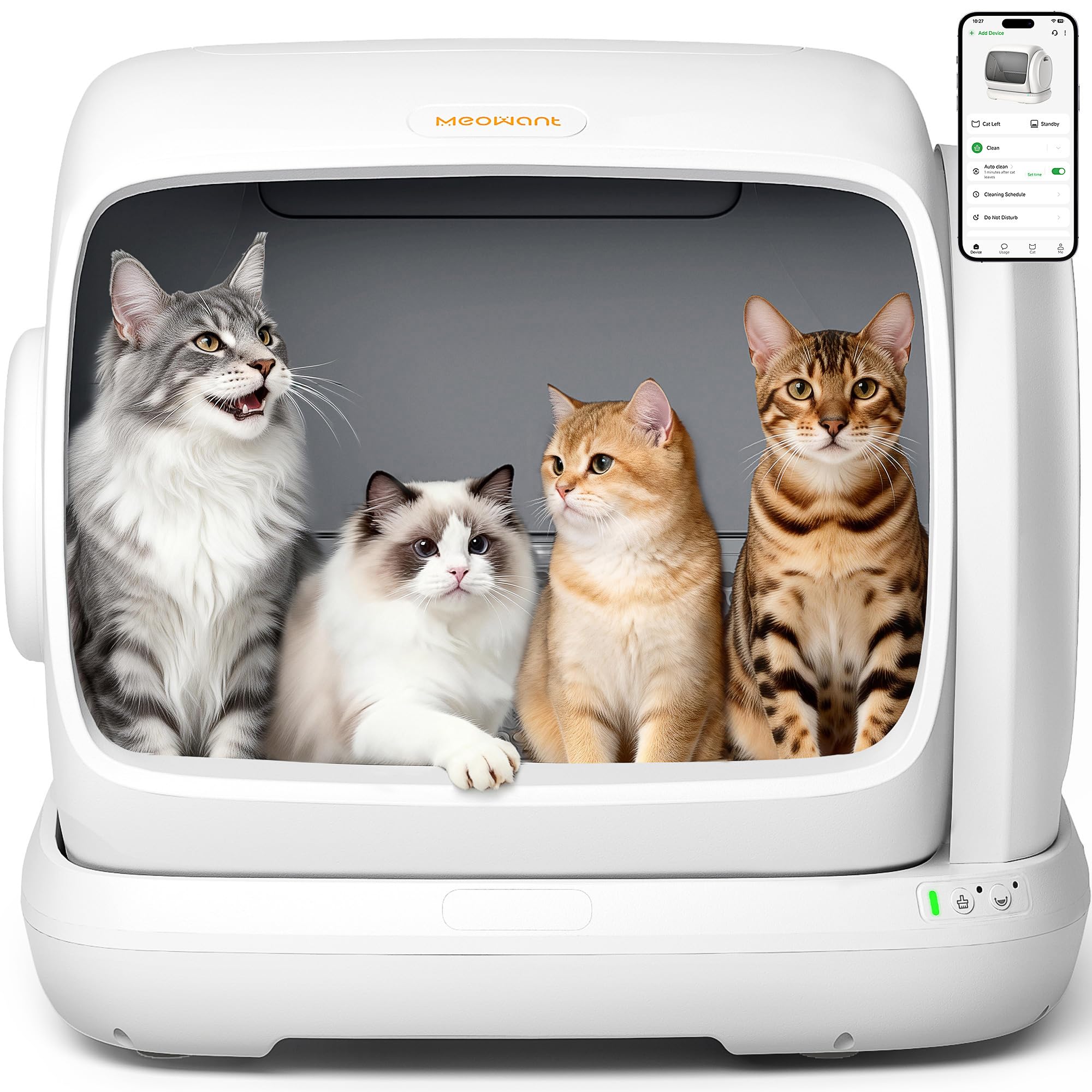 MeoWant Self-Cleaning Cat Litter Box, 106L Extra-Large Space Low Entrance Automatic Cat Litter Box P
