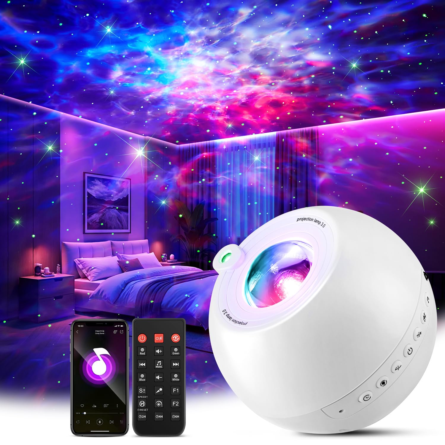 PIKOY 360 Lights Galaxy Projector+15 White Noise Machine Bluetooth,Birthday Gifts for Women 18th Birthday Gifts for Girl