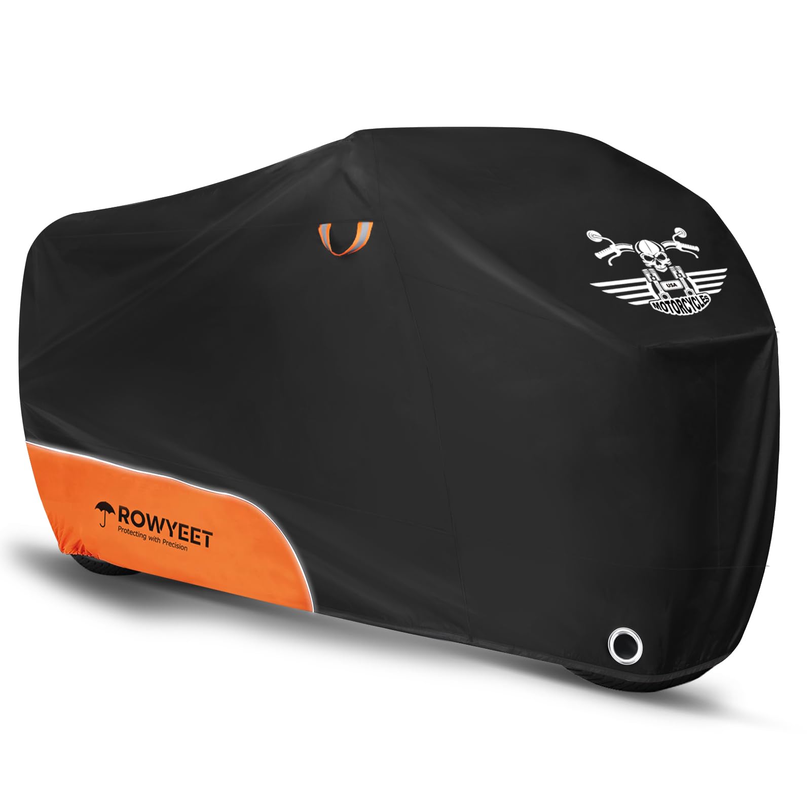 Motorcycle Cover Waterproof Outdoor Storage with Lock-Holes, Storage Bag & Night Reflective Design, 