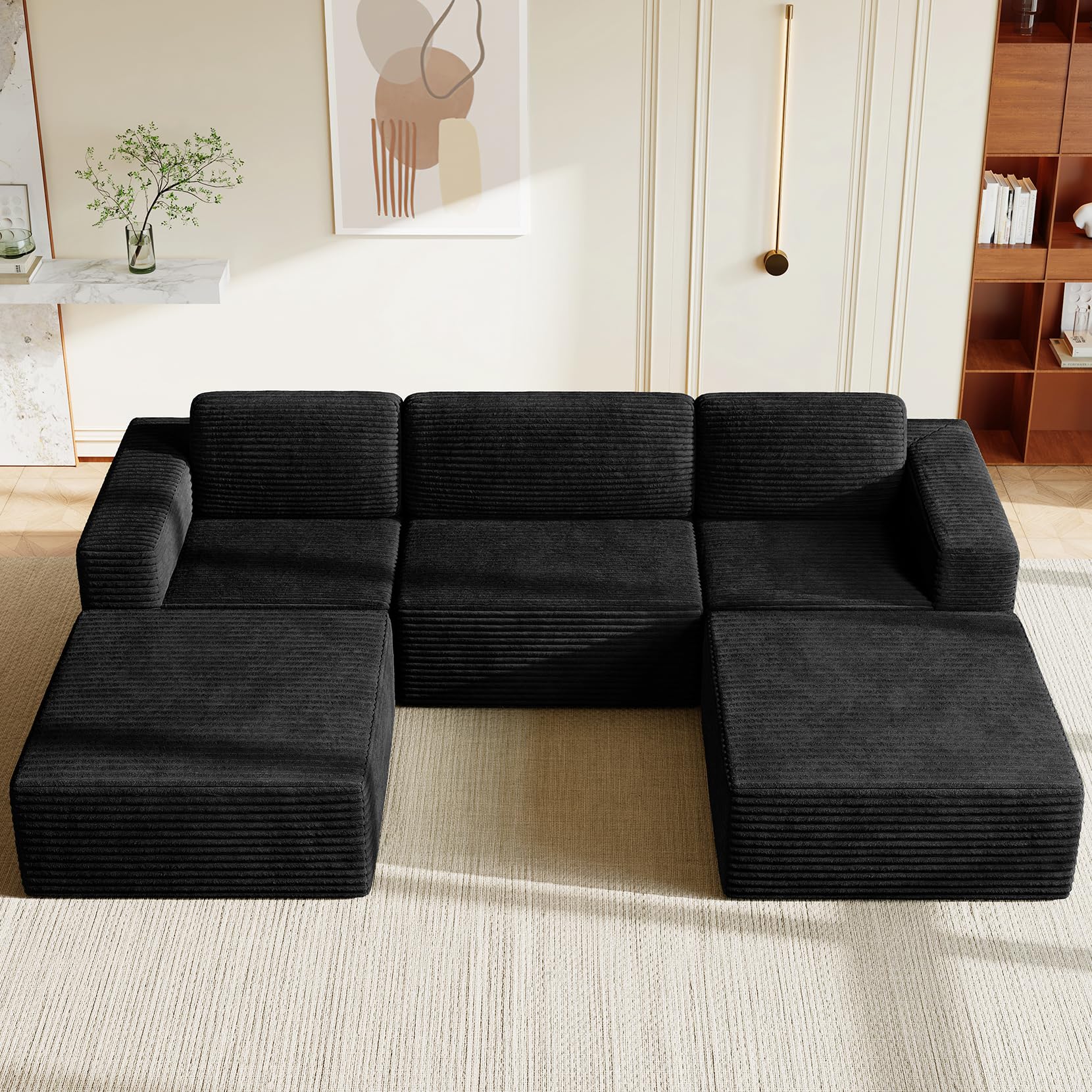 Vesgantti 303cm Oversized U-Shaped Modular Sectional Sofa with 2 Movable Ottomans, Modern Cloud Couc