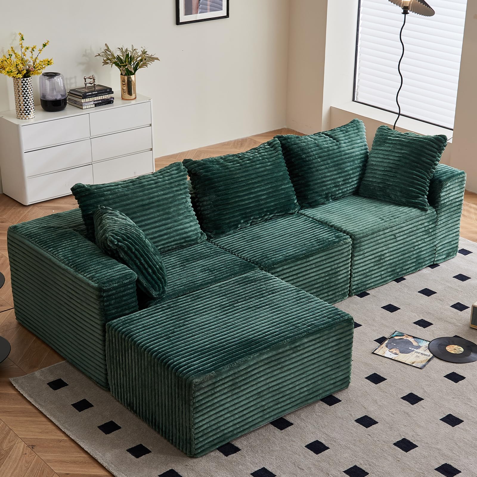 Vamcheer 3/4 Seater Modular Sectional Sofa - 274cm Oversized L-shaped Corner Couch with Memory Foam 