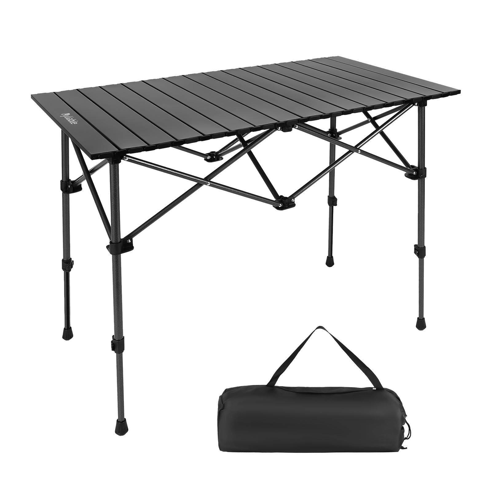 Byliable Camping Table Folding Portable Camp Aluminum Fold Up Lightweight Roll Up Table Adjustable Height with Carry Bag