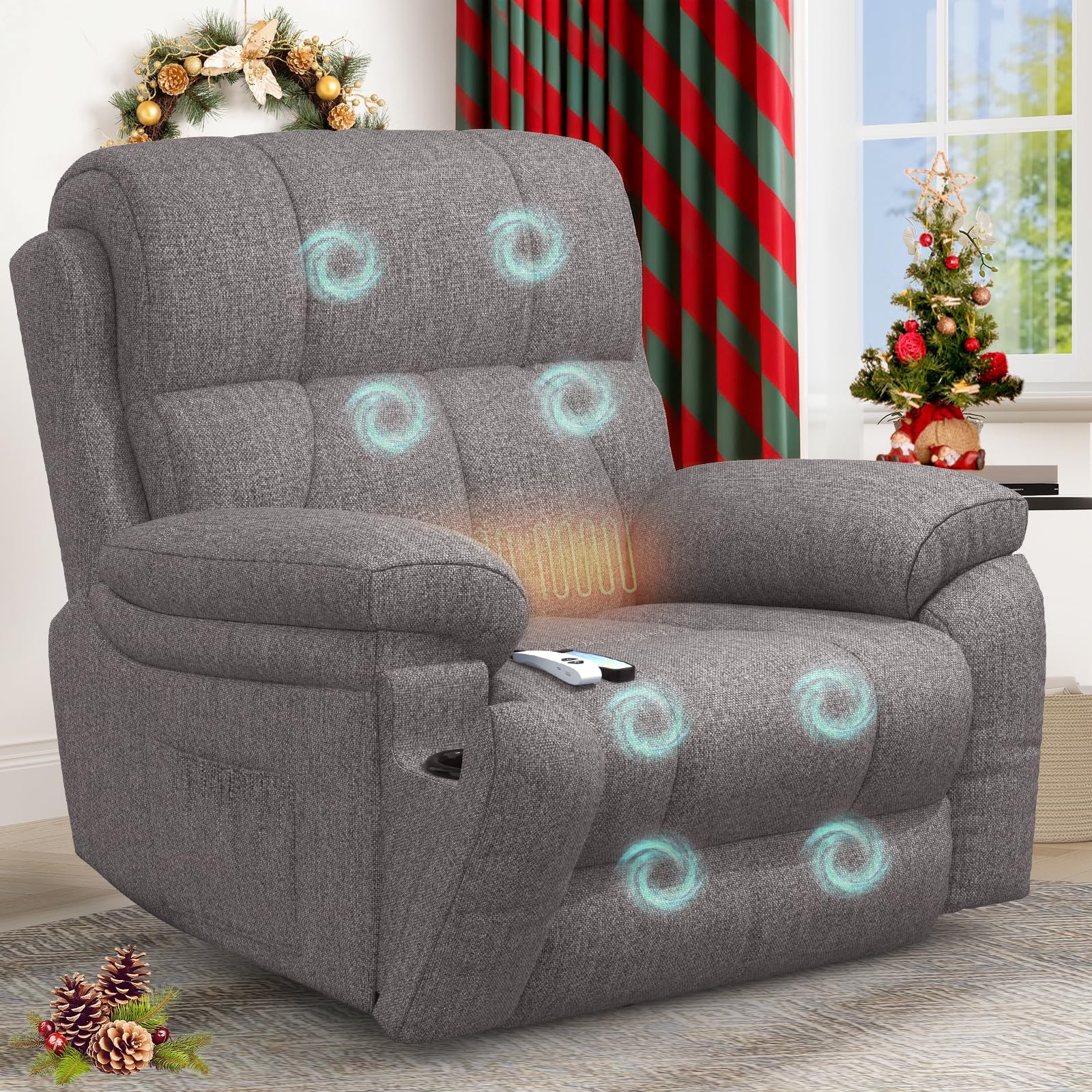 YONISEE Lift Chair Recliners for Elderly, Recliner Chair with Massage & Heat, Extended Footrest, Ove