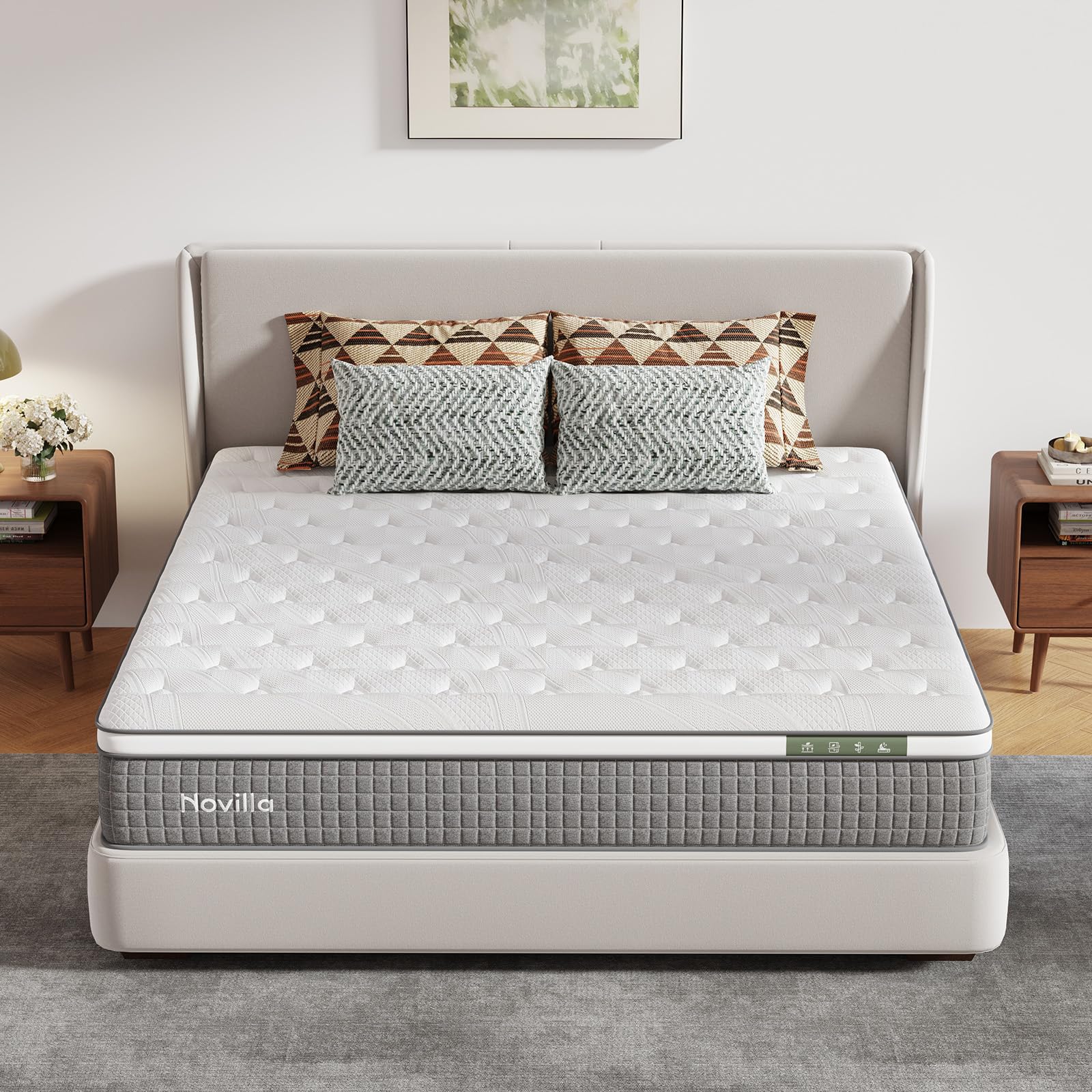 Novilla 12 Inch XL Twin Mattress,Twin XL Hybrid Mattress with Gel Memory Foam,Pocketed Coils & Nylon