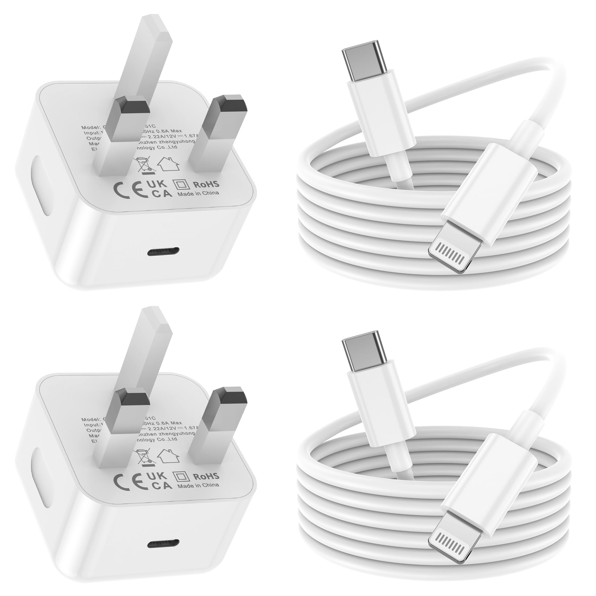 iPhone Charger Fast Charge 2pack, 2M Fast Charge Lead Phone Charging and USB C Charger Plug Adapter 