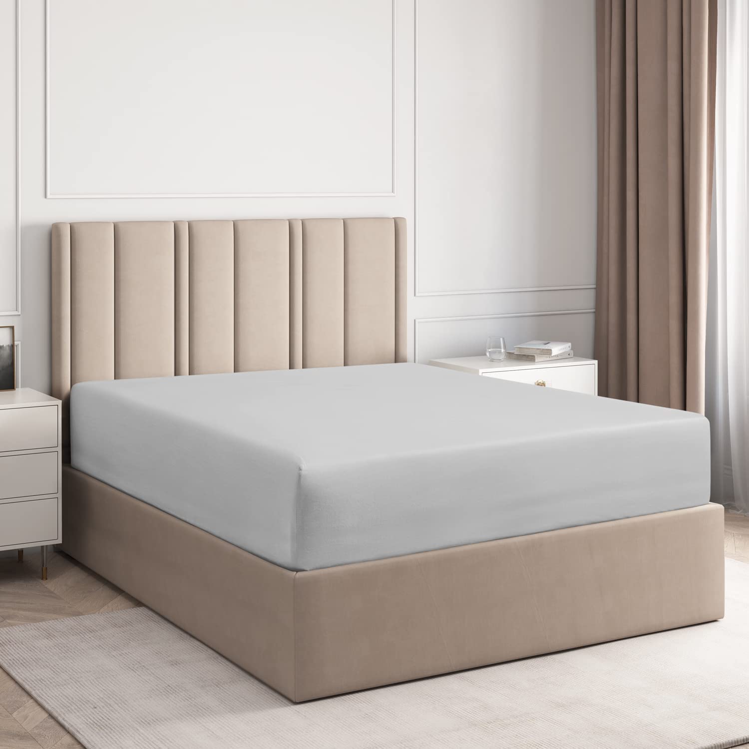 Fitted Bed Sheet - Soft Brushed Microfiber & Wrinkle Fade Resistant Extra Deep 30cm- All Around Elastics – (OEKO-TEX Cer